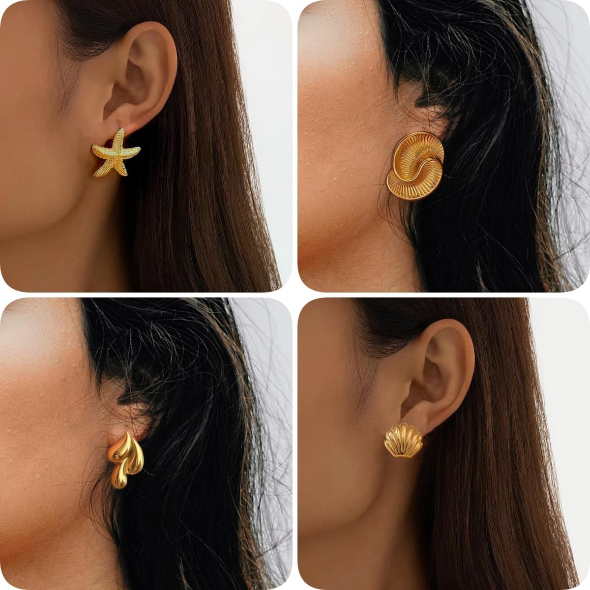 Earring for Women Seashell Earrings Ocean Conch shell Earrings set Cute Pearl Earring Clip on Everyday Earring for Women - Image 5
