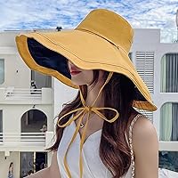 Vista 36 de Sombrero de sol de ala súper ancha para mujer, de algodón, plegable, reversible, con borde con cable, protección UV, verano, playa, viajes, jardín