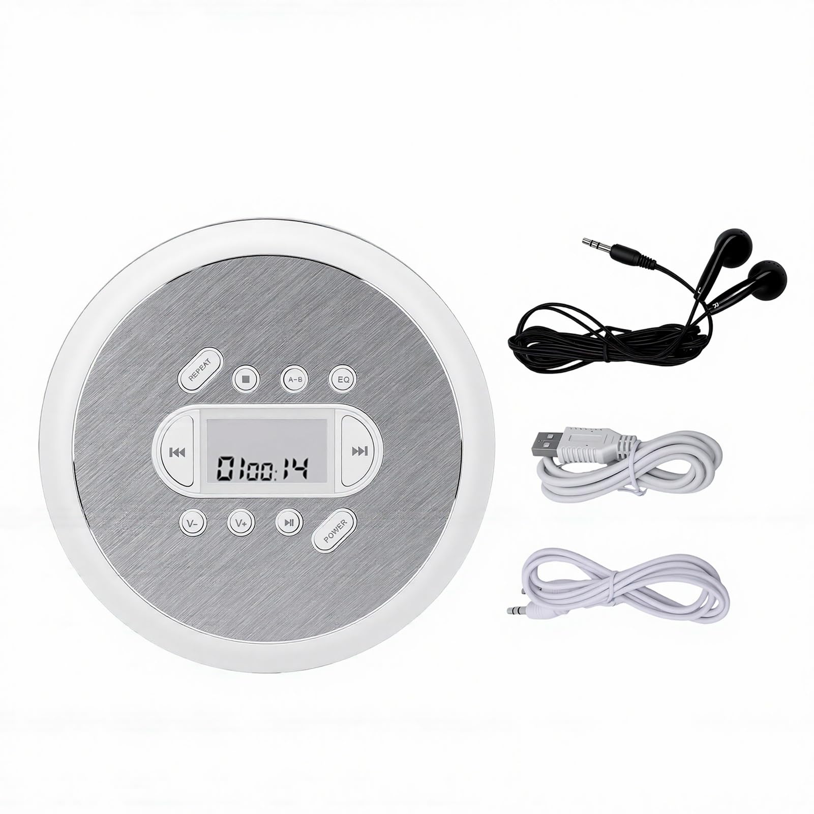 Tangxi Lettore CD Portatile con Cuffie, Lettore CD Portatile per Auto con Funzione di Ripetizione Protezione Anti Salto, Cavo AUX, per Sport Domestici All'aperto