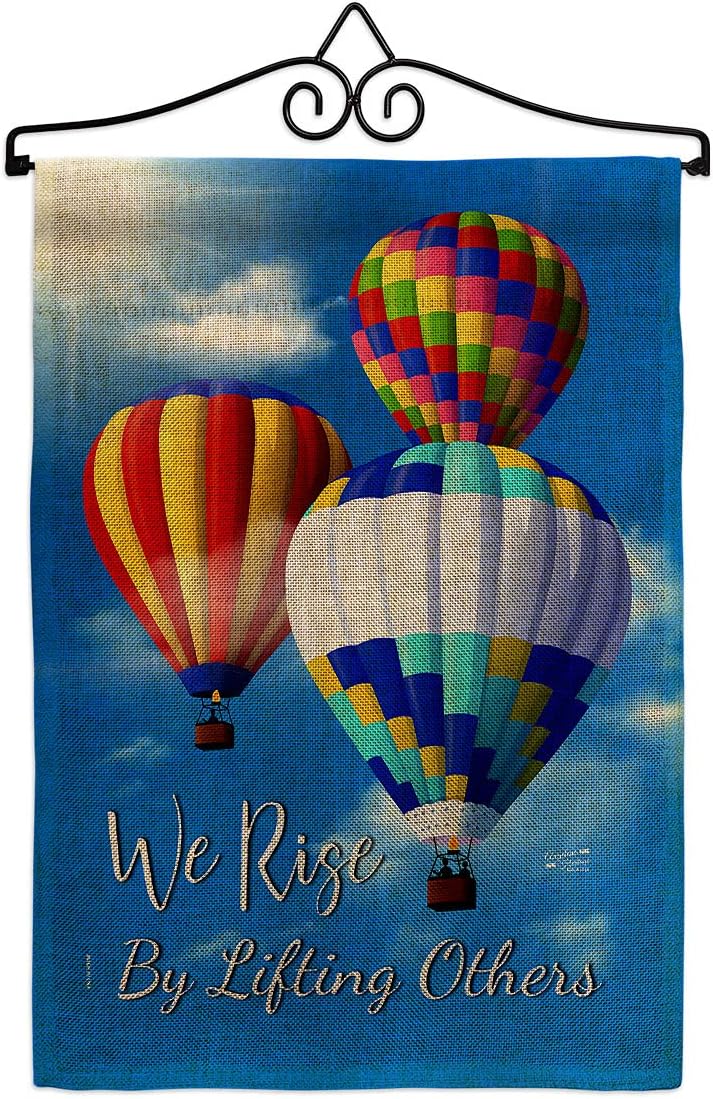 3 Hot Air Balloon Garden Flag Set Wall Holder Summertime Beach Pool Luau Tropical Party Season Outdoor Sunny Small Decorative Gift Yard House Banner Made In USA 13 X 18.5