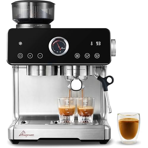 Auto Distribute & Tamp Espresso Machine with Grinder, Barista Coffee Machine with Cold Brew, Milk Frother for Latte, Cappuccino Machine for Home, Easy 2-Step Espresso Brewing for Beginner