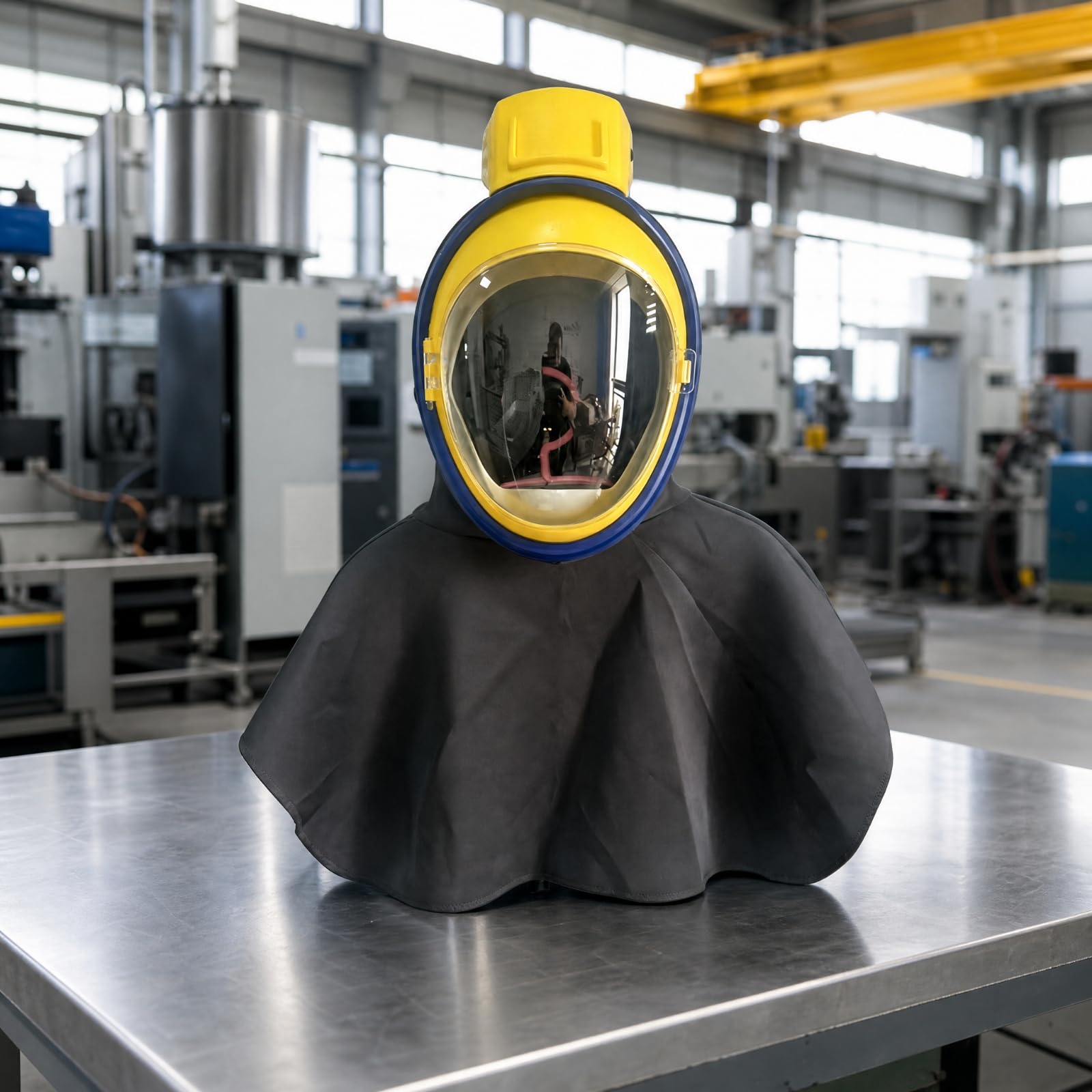 harayaa Maschera con Alimentazione D'ossigeno Resistente Maschera a Ventilazione Forzata Leggero Casco con Visiera Trasparente per Lavori Industriali