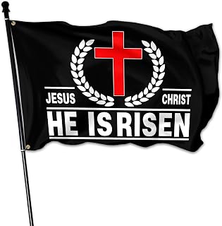 Jesus Christ He Is Risen Flag 3x5 Ft American Christian Jesus Flag for Outside House Wall Outdoor Farm Yard Faith Patriotic Banner Decor