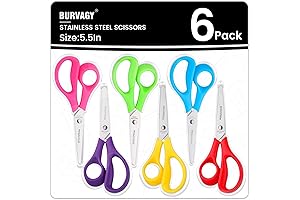 Fiskars 6-Inch Big Kids Scissors 6-Pack for School, Safety Scissors, Blunt Tip...