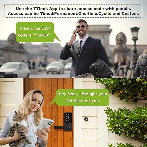 Miniatura 4 de Cerradura inteligente WiFi con puerta de entrada, cerradura de puerta de entrada sin llave, cerradura inteligente para puerta delantera, cerradura