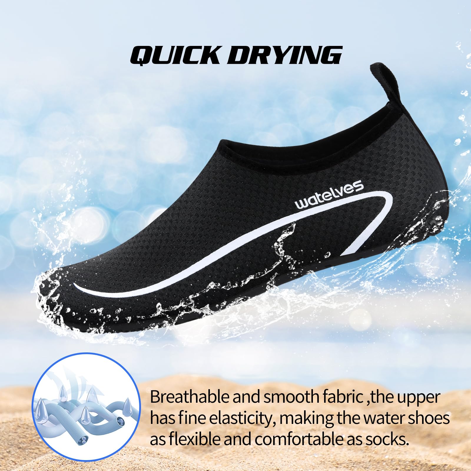 WateLves Scarpe da Scoglio Scarpette Donna Uomo Asciugatura Rapida Super Leggere Antiscivolo per Spiaggia e Snorkeling Unisex