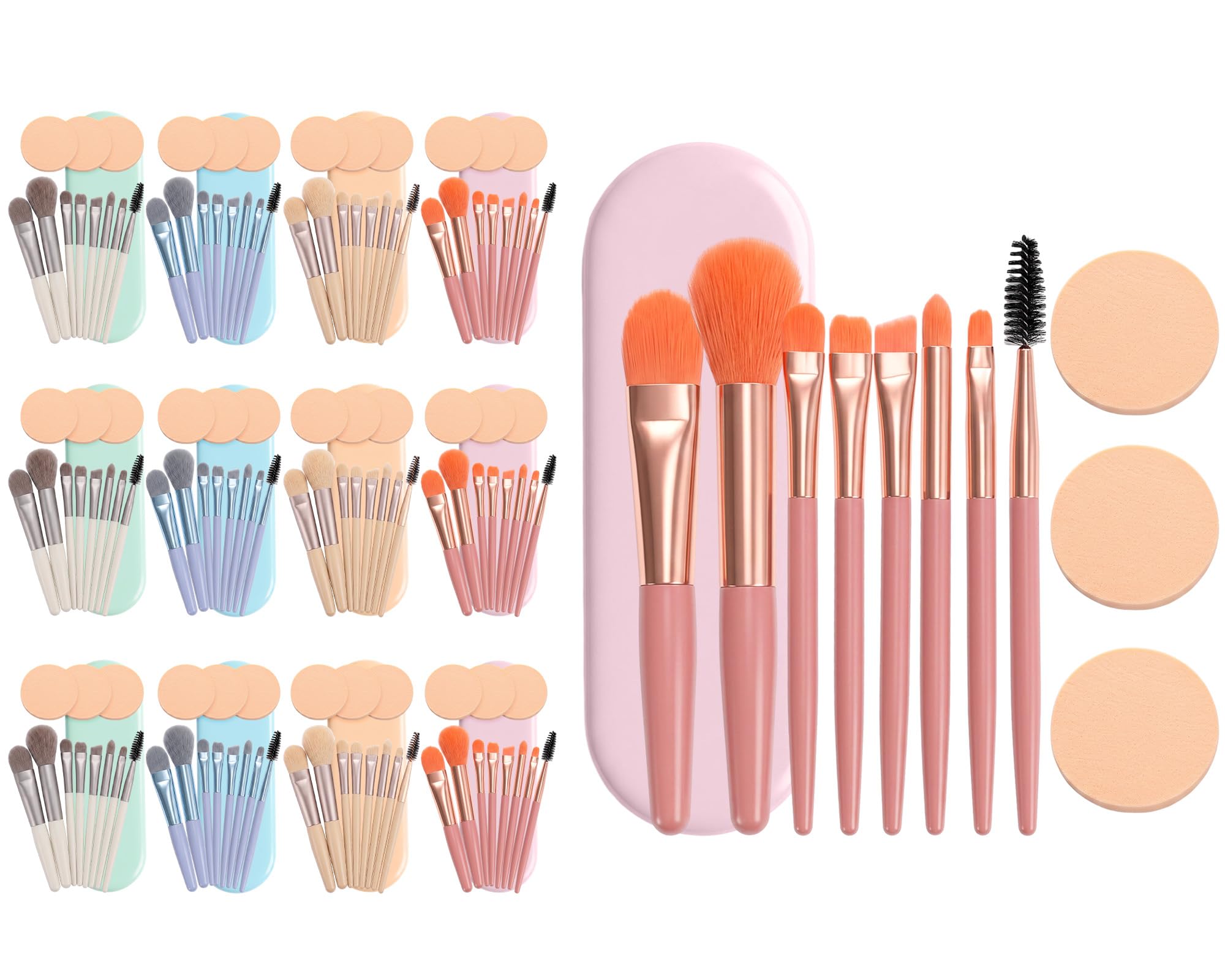 Waydress Set di 12 pennelli da trucco, ciascuno 8 pennelli e 3 spugnette
