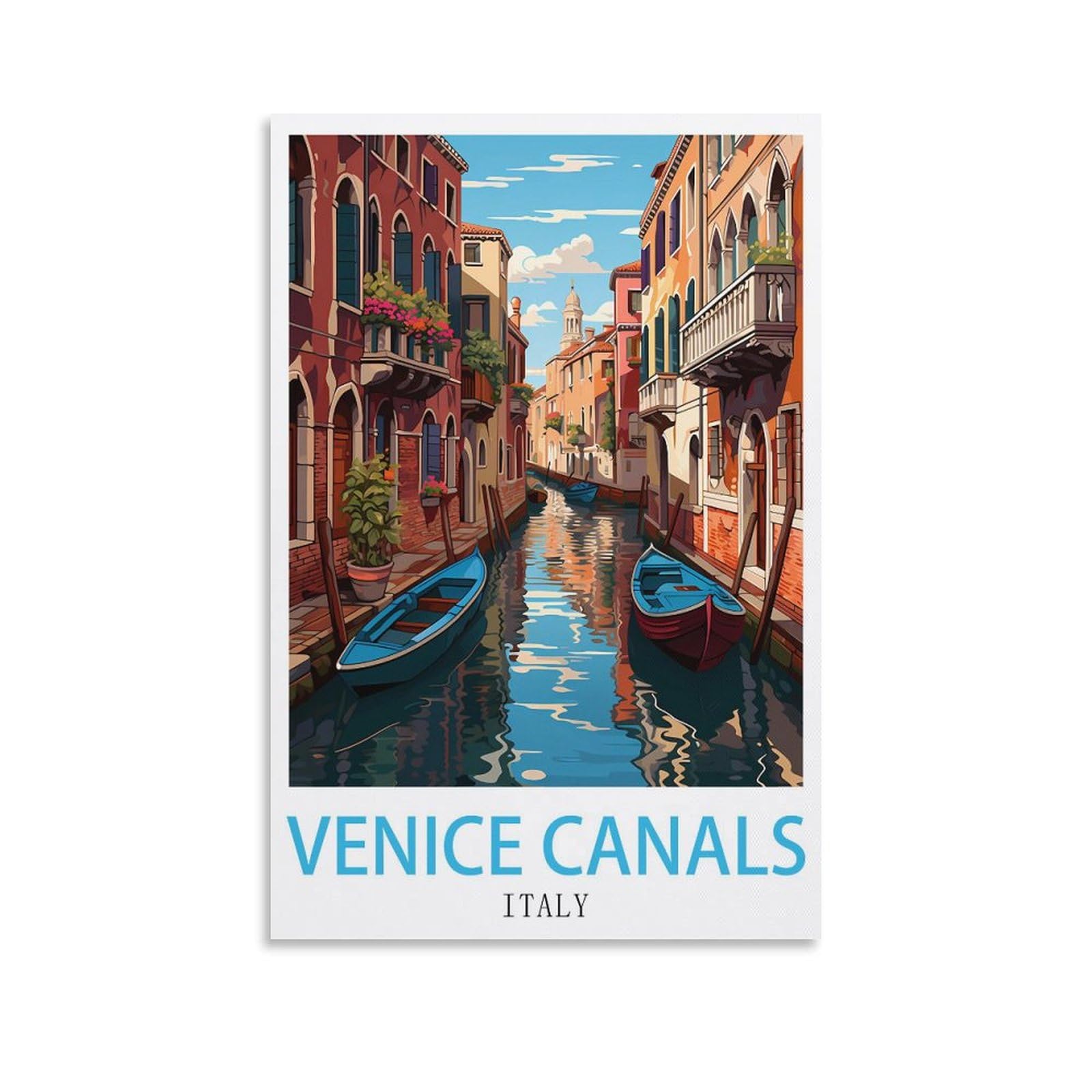 Lnuyitr Unframe-Style Venice Canals Italy Vintage Travel Poster 08X12inch(20X30cm) Canvas Art Posters And Wall Art Picture Prints Modern Home Bedroom Decor Posters