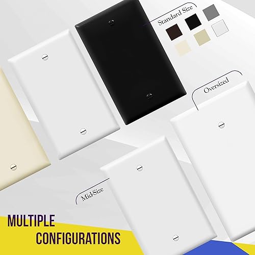 Miniatura 8 de ENERLITES Cubierta de salida doble jumbo en blanco, placa de pared en blanco de dos bandas, de gran tamaño, 2 segmentos 5.5 x 5.5 pulgadas,