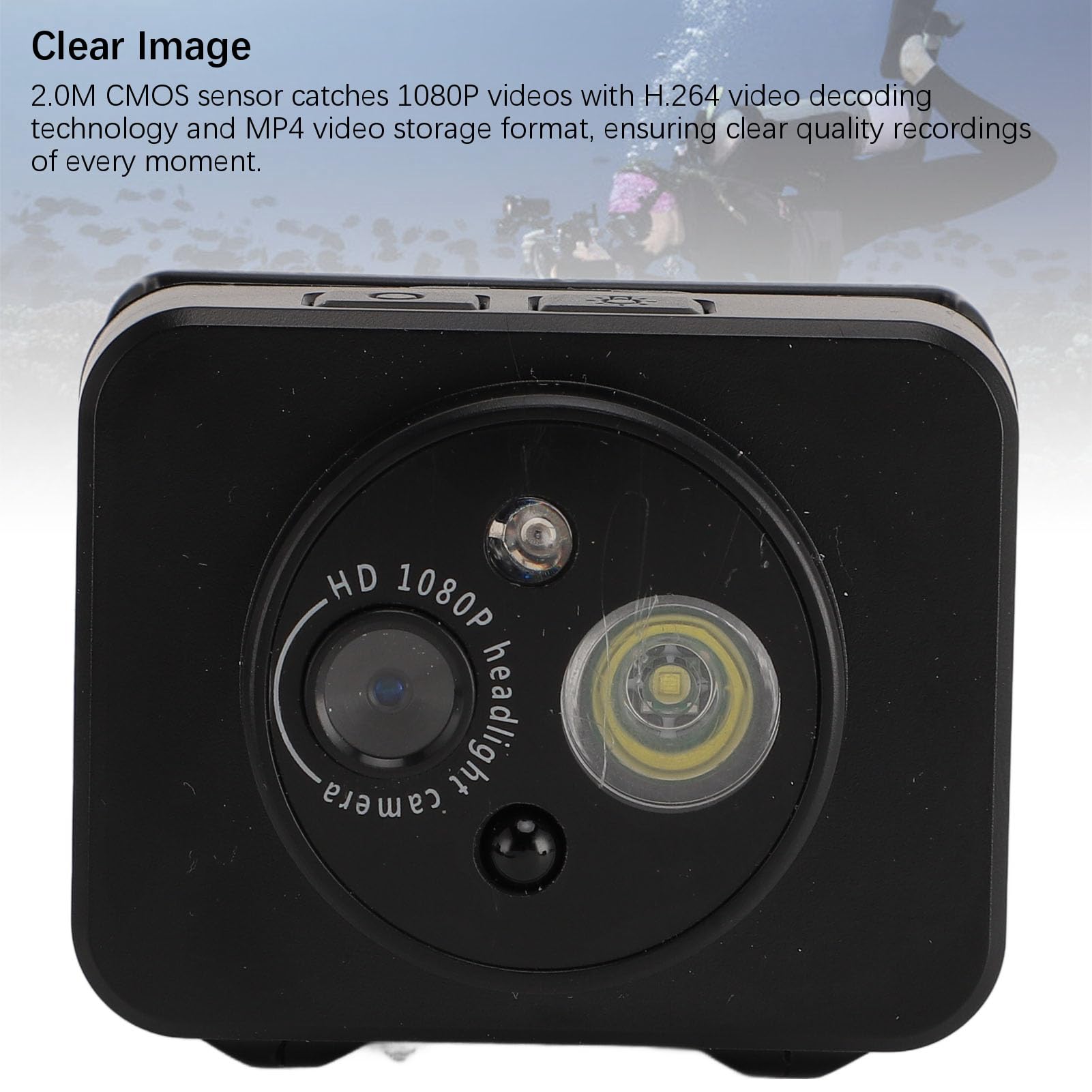 Caméra de Phare, Enregistreur Vidéo Mains Libres 1080P à 45 Degrés avec Format de Stockage MP4, Matériau ABS, Batterie 1000 MAh