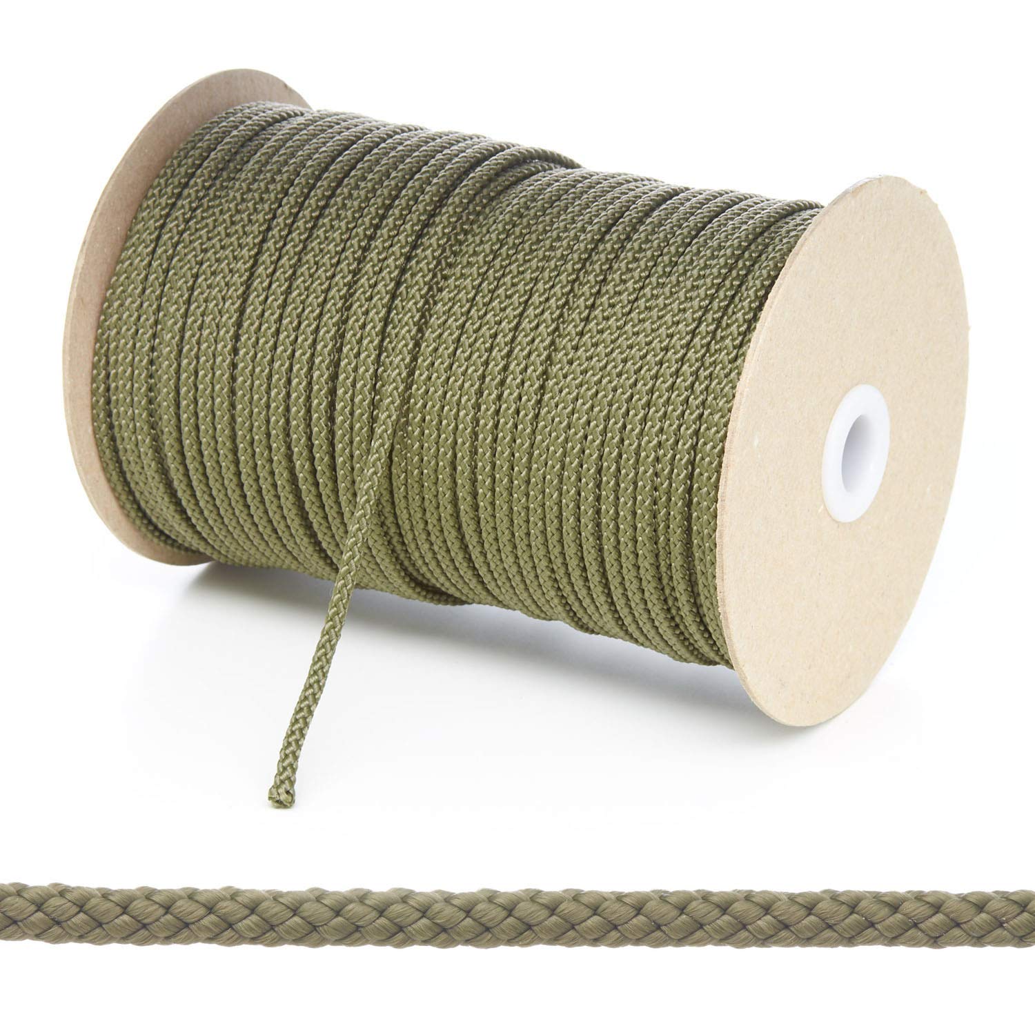 Kalsi Cords 4mm Thin Round Polypropylene Braided Rope, Strong & Durable Poly Cord Rope for Outdoors, Tie Downs, DIY Projects and General Use (Khaki Olive, 10 Metres Cut Length)
