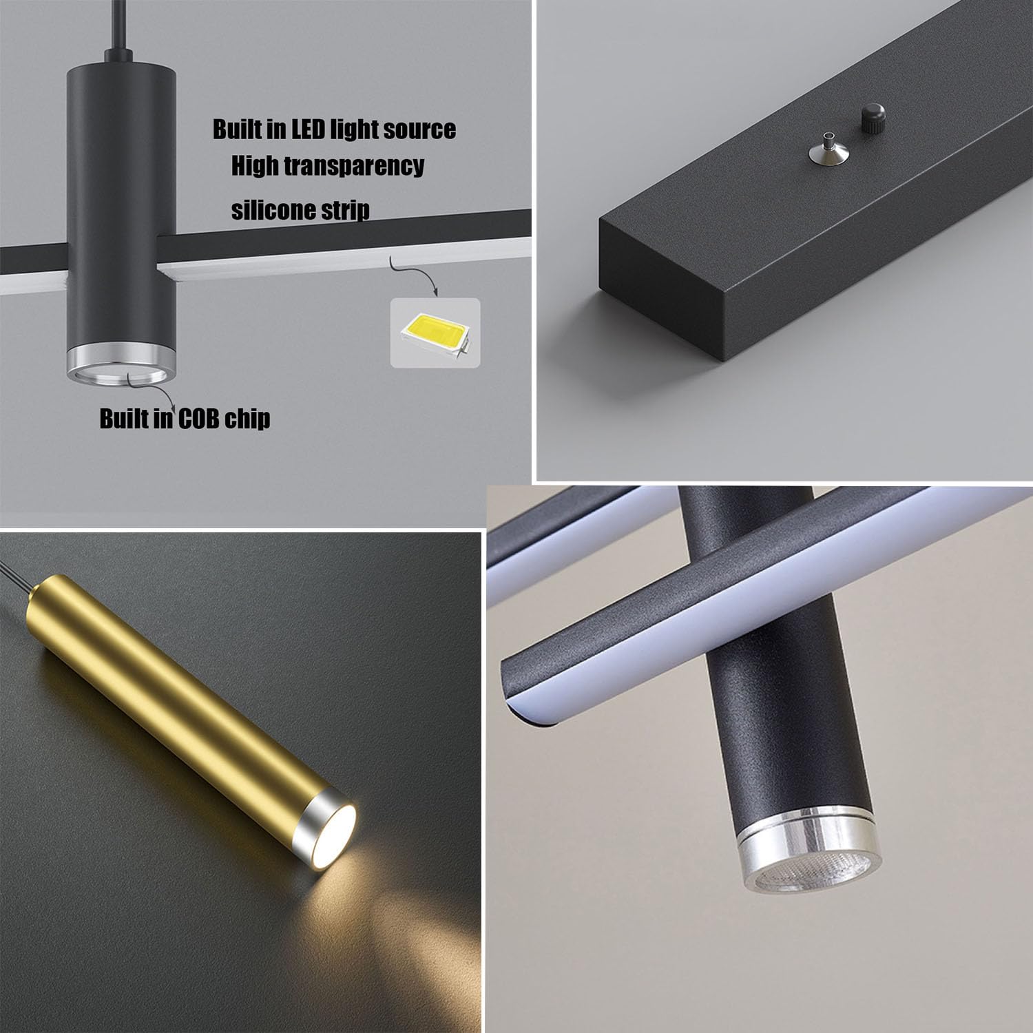 Moderne Pendelleuchte LED Esstisch Esszimmer Lampen Dimmbar Hängelampe mit Fernbedienung Hängeleuchte Höhenverstellbar Esstischlampe für Küche Büro Wohnzimmer Deckenleuchte (Schwarz, 90cm)