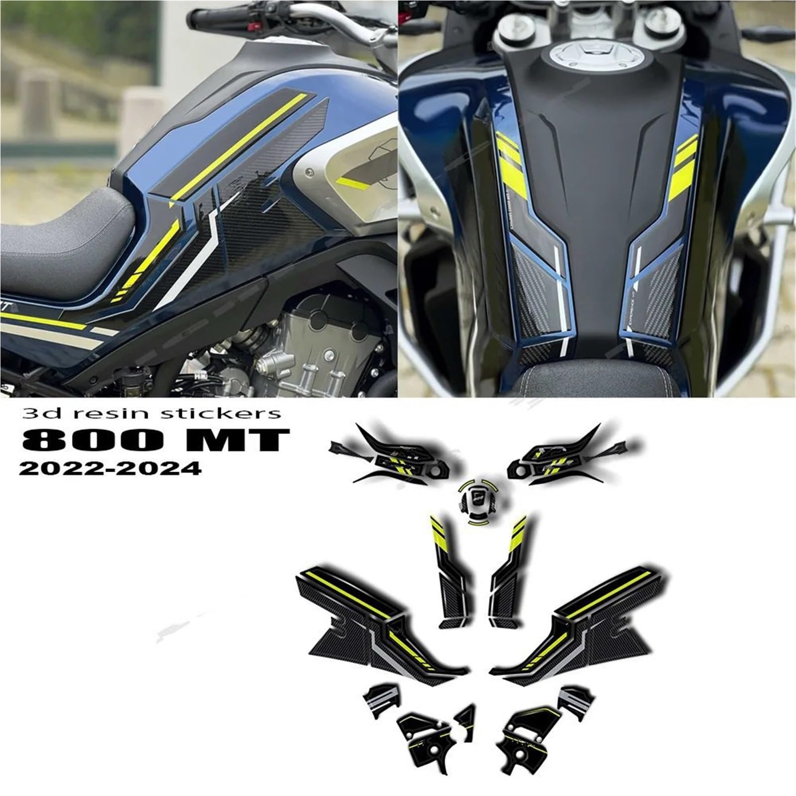 Paraserbatoio per Moto Kit di Adesivi in ​​Gel epossidico per Protezione Serbatoio Moto CF Moto 800MT, Adesivi Decorativi Impermeabili Serbatoio Moto Auto Adesivo(Side Tank Pads)