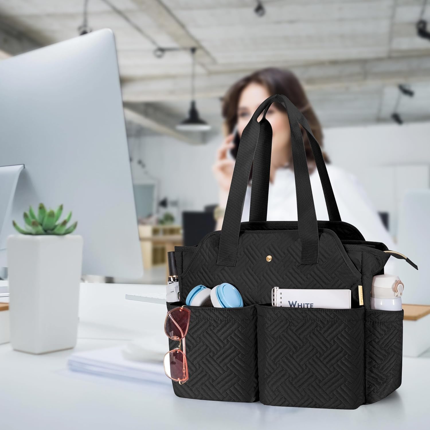 Fasrom Laptop Tote Bag for Women, 15.6 Inch Work Purse with Pockets, Professional Shoulder Bag for Office & Travel - Image 3