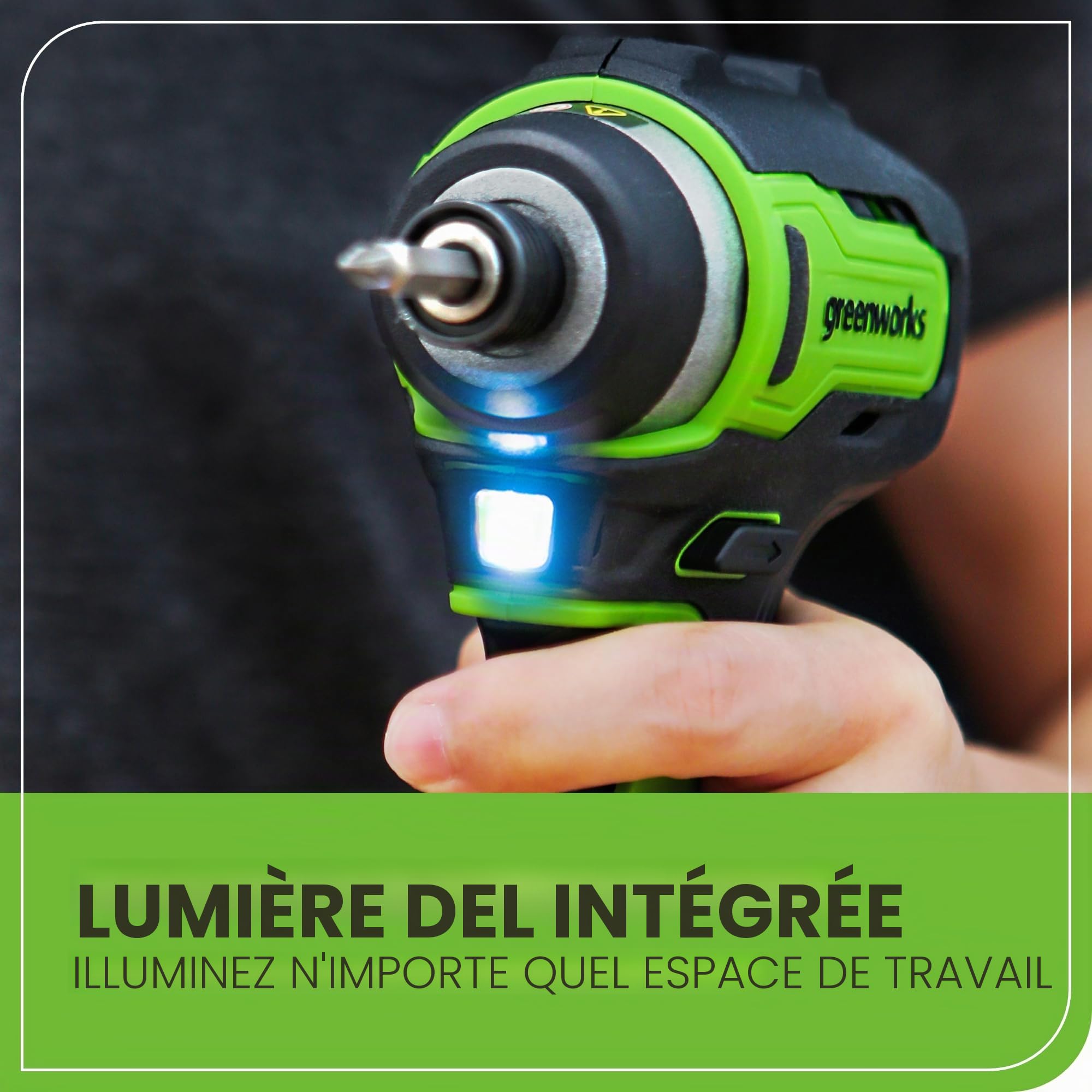 Greenworks 24V Kit combiné visseuse à chocs 200Nm et perceuse 35Nm, avec batterie 2Ah et chargeur