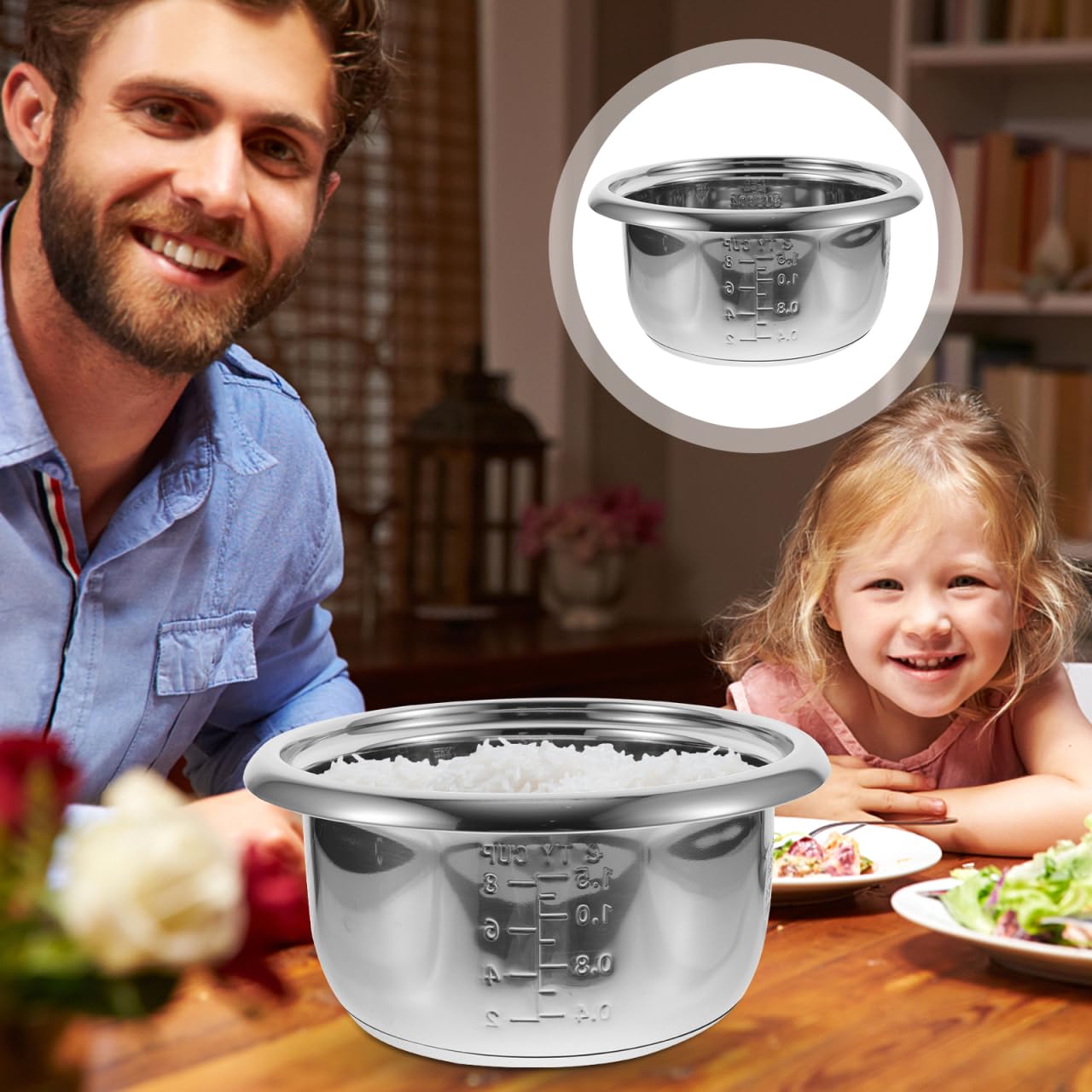 Doublure Cuve Inox Cuiseur Riz 25Cm Pot IntéRieur Remplacement Accessoire Cuisine RéSistant Anti-Rouille Chauffage Uniforme Facile À Nettoyer