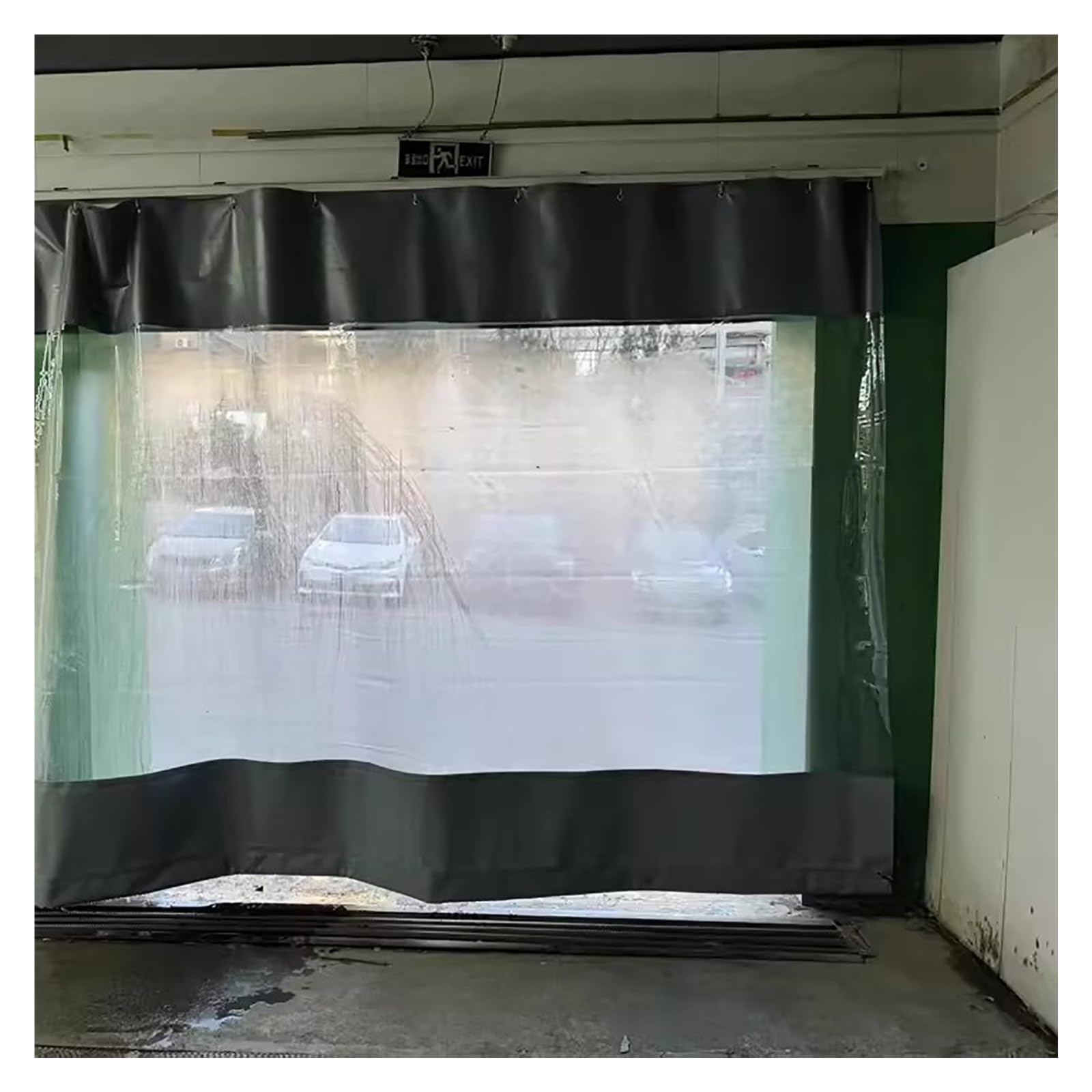 Rideaux de séparation de garage en vinyle imperméable pour zones de travail Bâche transparente avec rail droit