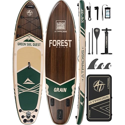 10'6''x33''Inflatable Stand Up Paddle Board, 400lbs Extra Wide Blow Up Paddle Board with Kayak Seat, Premium SUP Accessories Kit & Backpack, Non-Slip Stable Deck Boat for Yoga Fishing Surf