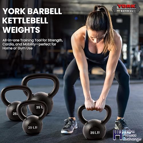 Miniatura 2 de York Barbell Kettlebell Weights  5lb to 80lb Cast Iron Kettlebells with Matte Black Finish  Full Body Strength Training & CrossFit Conditioning