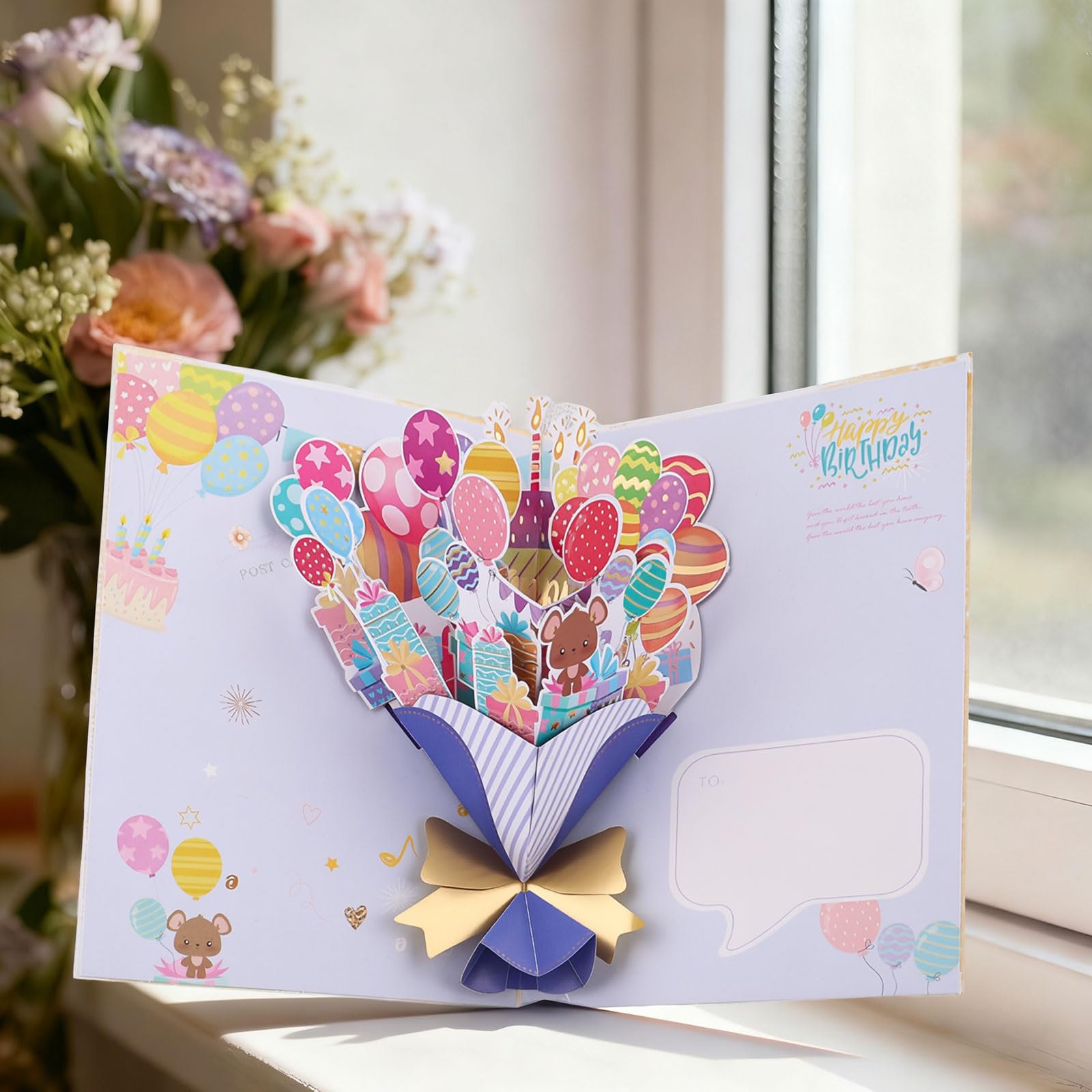 Joybble Birthday Card, 3D Balloon Birthday Cards for Women, Personalised Pop Up Greeting Card with Envelope, Elegant Wedding Anniversary Mother’s Day Cards, Funny Gifts for Mum Daughter Wife