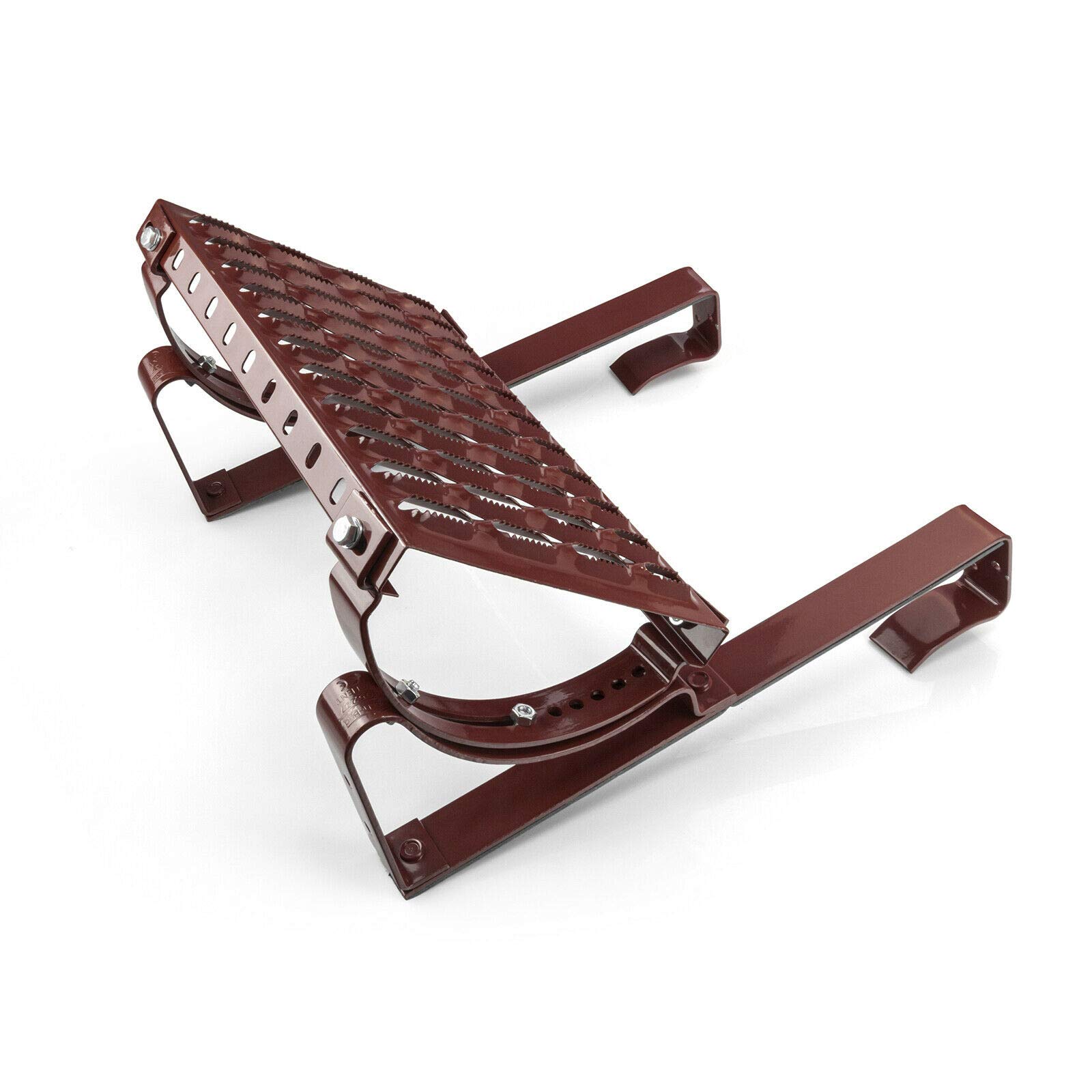 DQ-PP STEIGTRITT SET | 60cm | Kastanienrot RAL 8004 | Stahl verzinkt | Dachtritt Komplett für Dachziegel | Kaminpodest Steigtritt Dach | Gitterrost Tritt