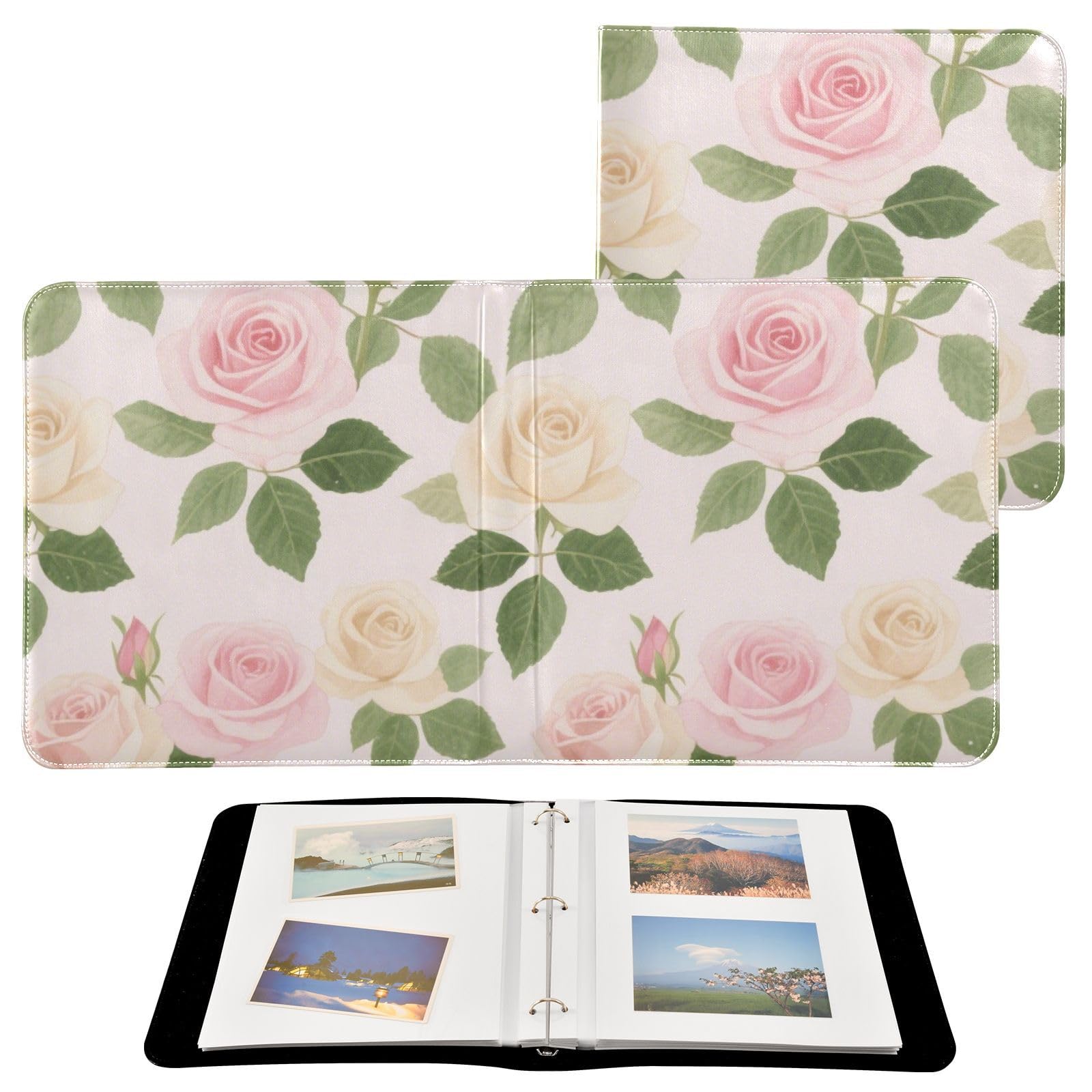 Photo Album 4x6, 5x7,6x8,Artificial Leather Photo Albums with 20 Detachable Sheets Rose Pattern for Family Wedding,Multi 1