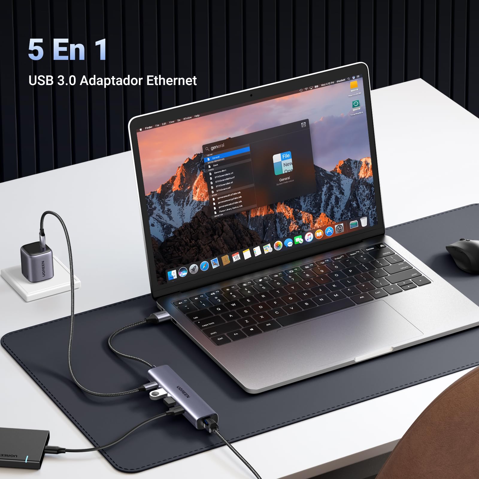 UGREEN Hub Ethernet USB 3.0 1000Mbps Concentrador RJ45 con 3 Puertos Adaptador de Red LAN Gigabit Convertidor Carcasa de Aluminio Cable Trenzado Plug y Play en Windows 11 10 8 Mac OS