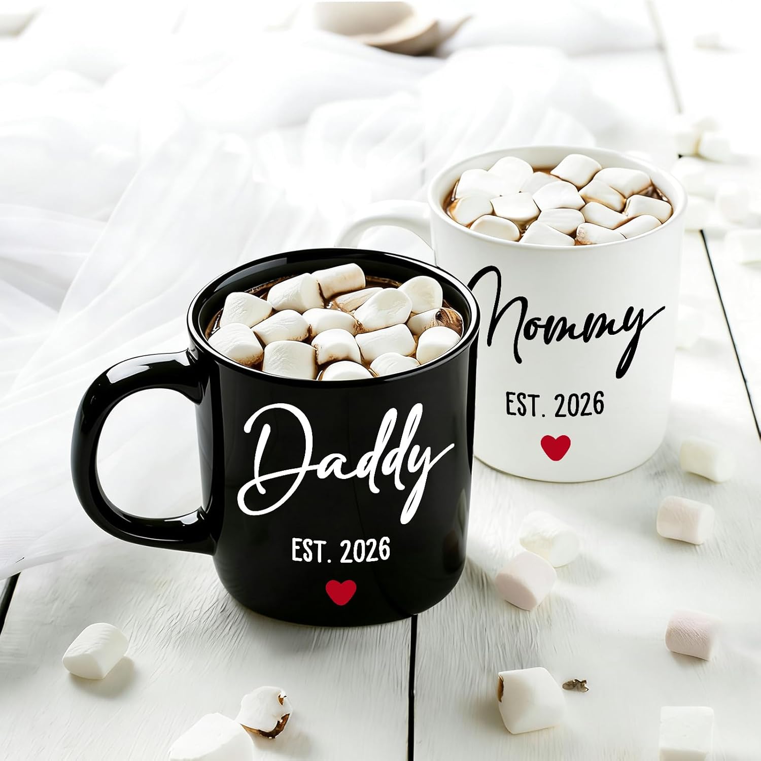 Mommy Daddy Coffee Mug Set EST 2026 for Expecting Parents – Pregnancy Announcement Mugs for New Parents, Baby Shower Gifts for Mom and Dad - Image 5