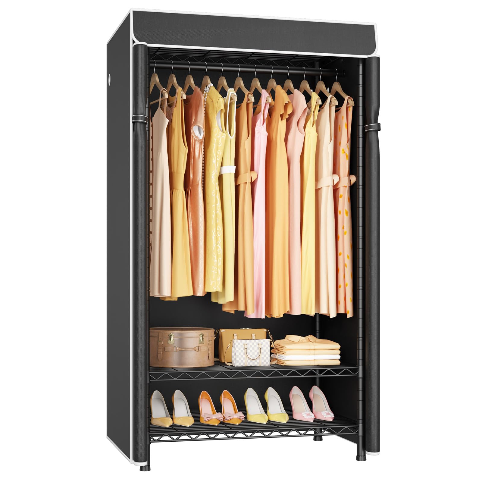 Photo 1 of ULIFHOME H5C Clothes Rack with Cover, Covered Clothing Rack Heavy Duty