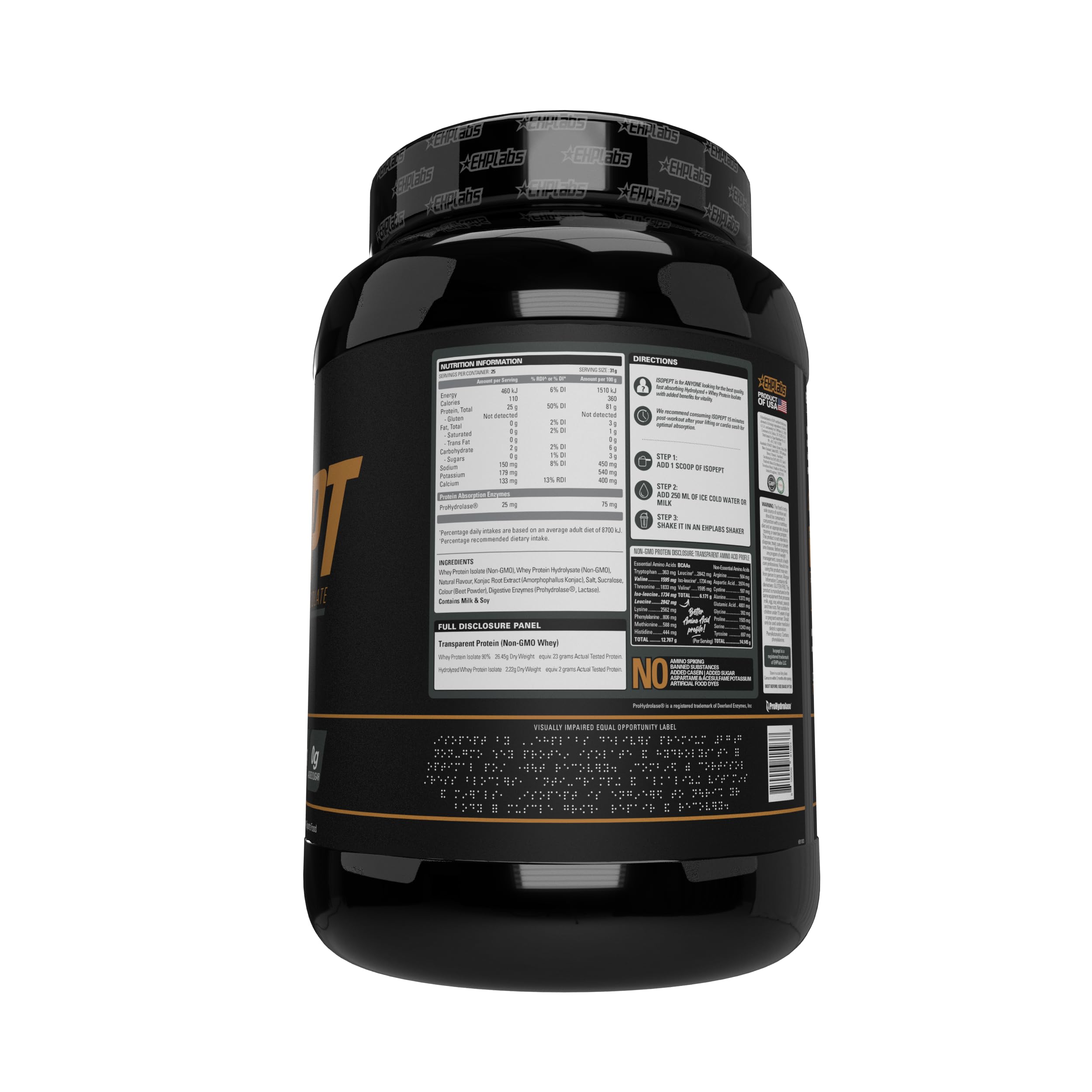 IsoPept Hydrolyzed Whey Protein Powder by EHPlabs - 100% Whey Protein Isolate & Hydrolysate, 27g of Protein, Non-GMO, Gluten Free, Fast Absorbing, Easy Digesting, 27 Serves (Peanut Butter Cups)