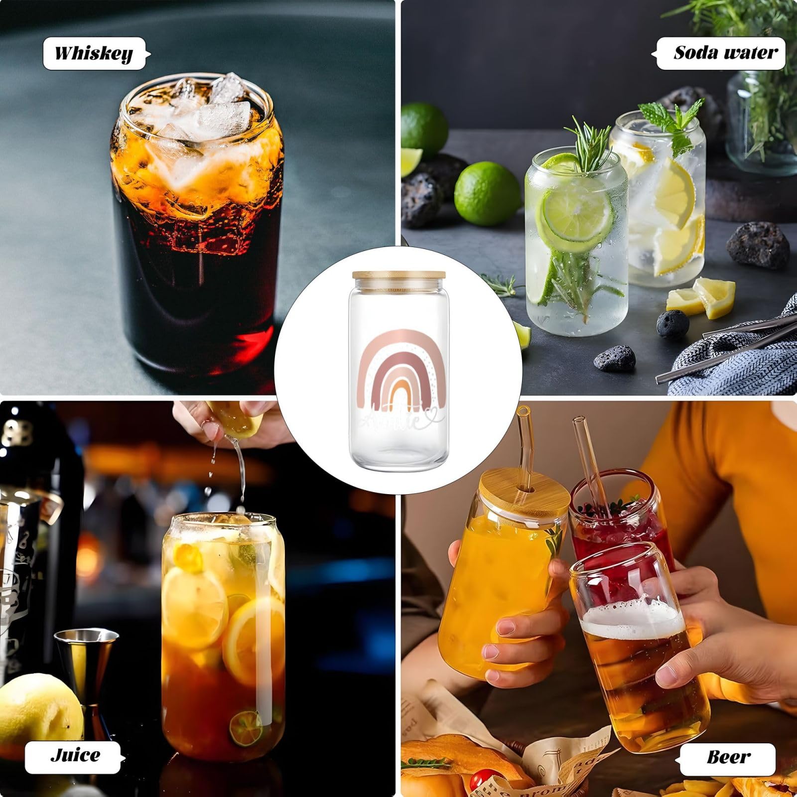 Auntie Glass Cups with Lids - Gifts for Mom! -9