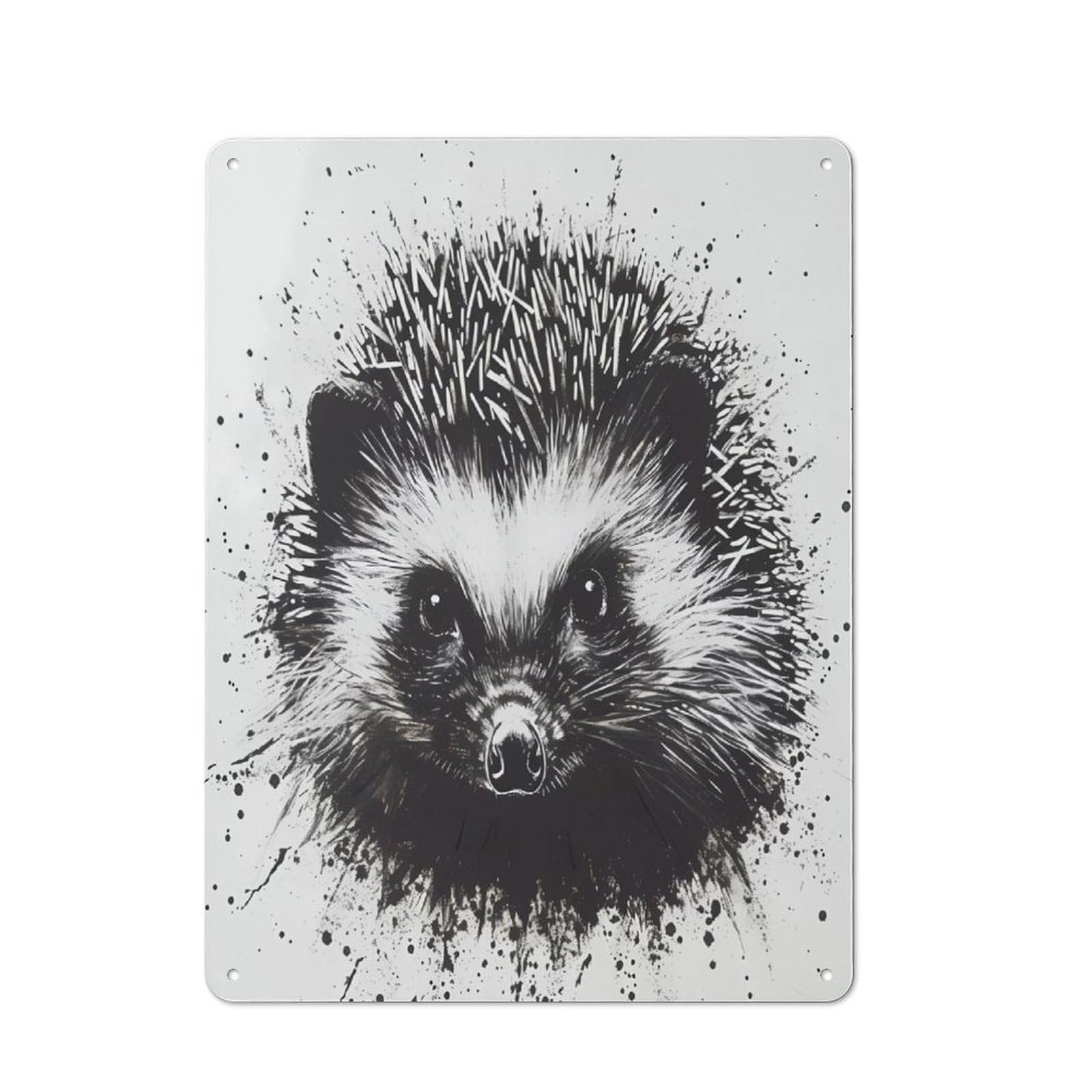 Junmoney Hedgehog Handdrawn Retro Metal Wall Sign 40X30cm With For Pub Or Café, A Housewarming Gift For Hospitality Wall Decor Collectors