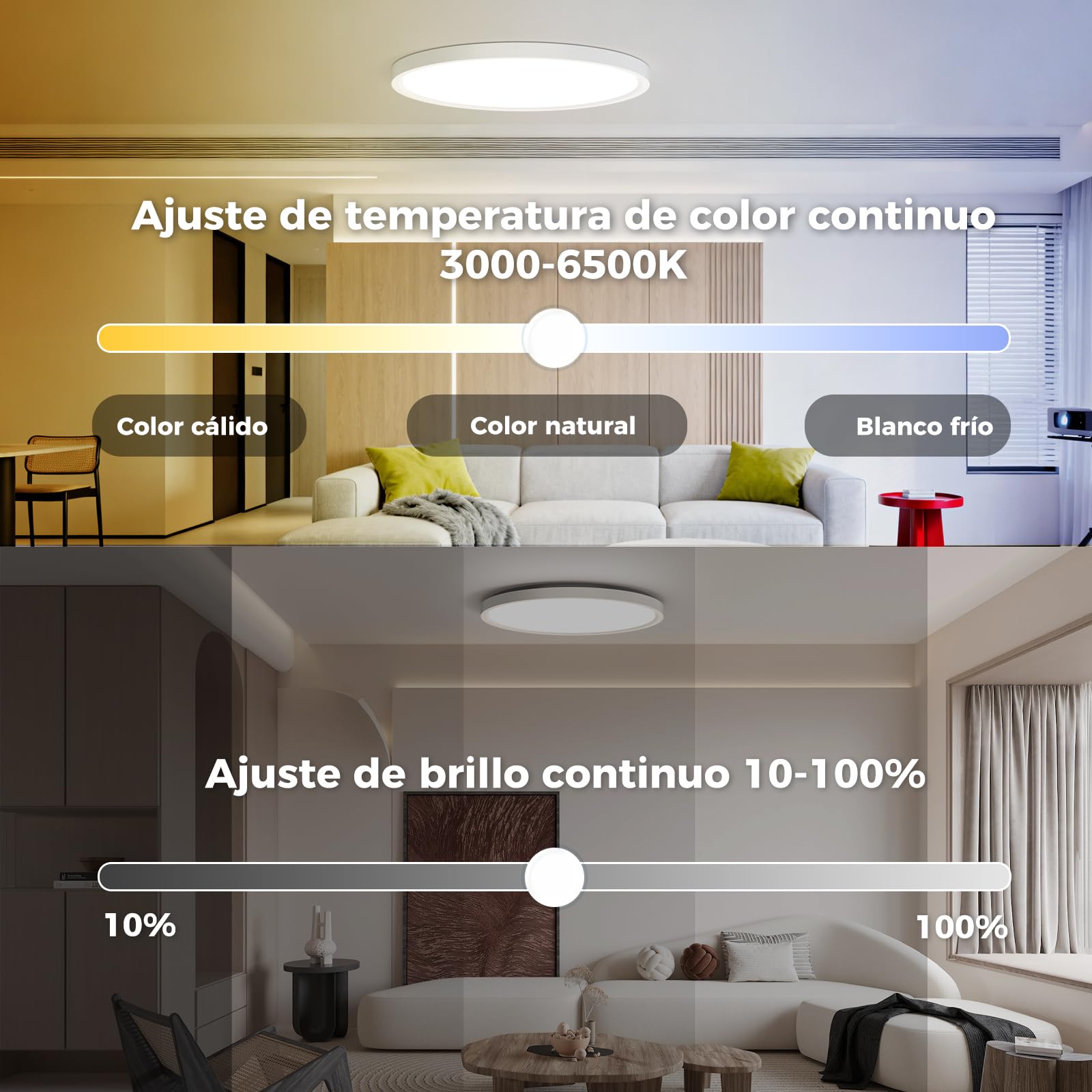AIKVSXER Lámpara LED de Techo 33W Ø40 cm, Plafón Ultrafino Regulable con Control Inteligente, Temperatura de Color Ajustable 3000K–6500K, Mando a Distancia y App Móvil, con Luz Nocturna Integrada 5W