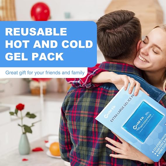 Ice Pack for Sports Injuries, Reusable Gel Ice Pack for Knee Ankle Neck Pain Relief, Hot Cold Compress Therapy Cooling Gel Packs for Swelling, Sprains, Cold Pack (L, 8.2'' *12.4'')