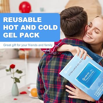Ice Pack for Sports Injuries, Reusable Gel Ice Pack for Knee Ankle Neck Pain Relief, Hot Cold Compress Therapy Cooling Gel Packs for Swelling, Sprains, Cold Pack (L, 8.2'' *12.4'')