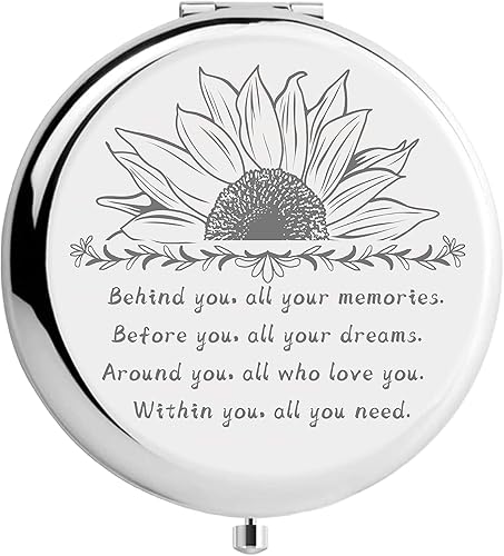 CREATCABIN Espejo de bolsillo compacto de viaje plegable de dos caras, regalo de graduación