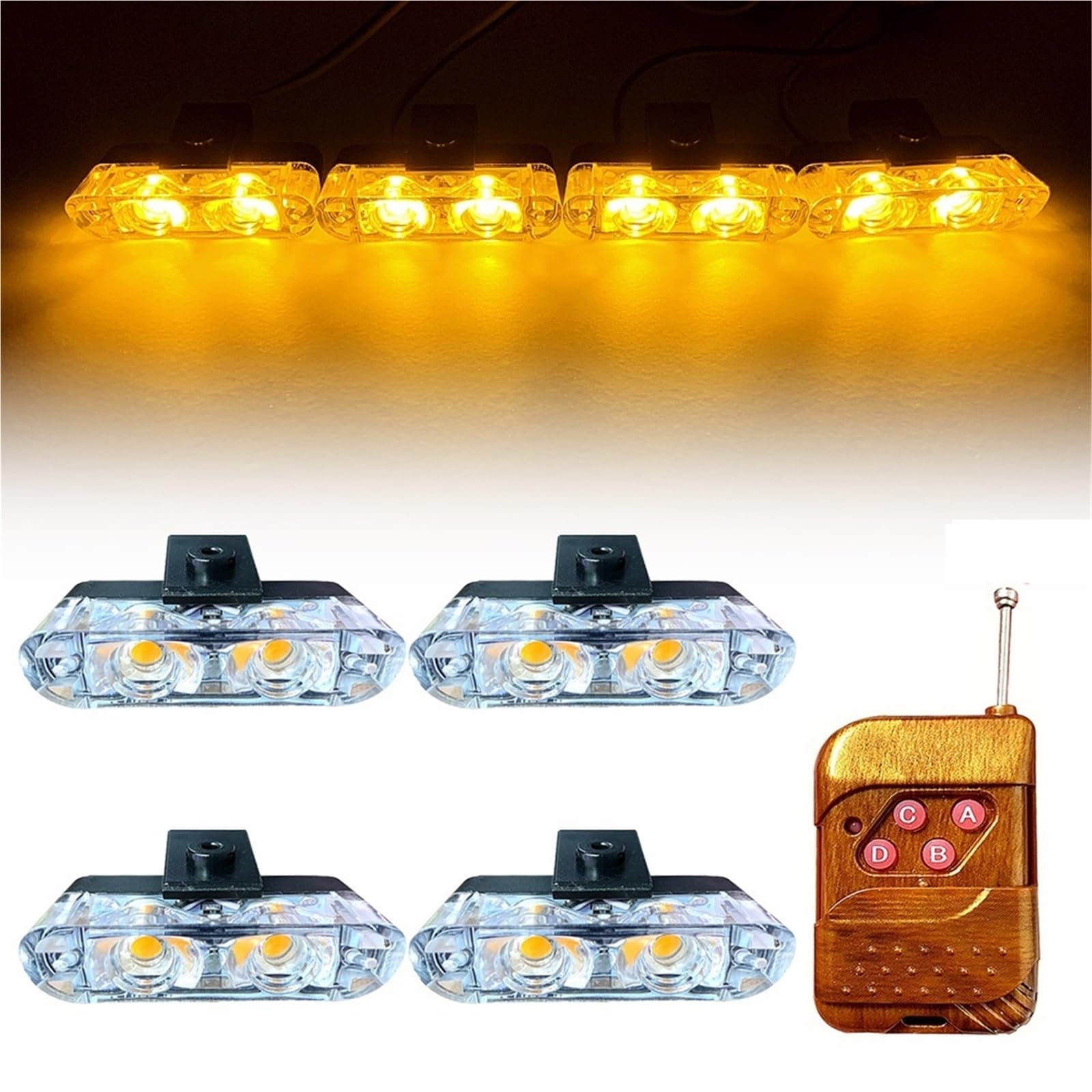 Luz estroboscópica de advertencia for vehículos con 2 LED, barra de luces intermitentes for parrilla, baliza de emergencia for vehículos, luz ámbar de señalización de seguridad vial.(Red)