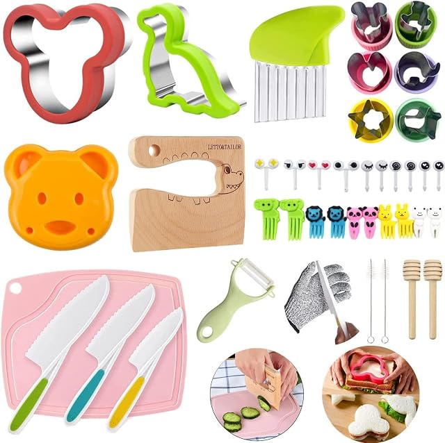 LETTO & TAILOR Set de Cuchillos de Cocina para niños, Que Incluye Cuchillos de Cocina para niños
