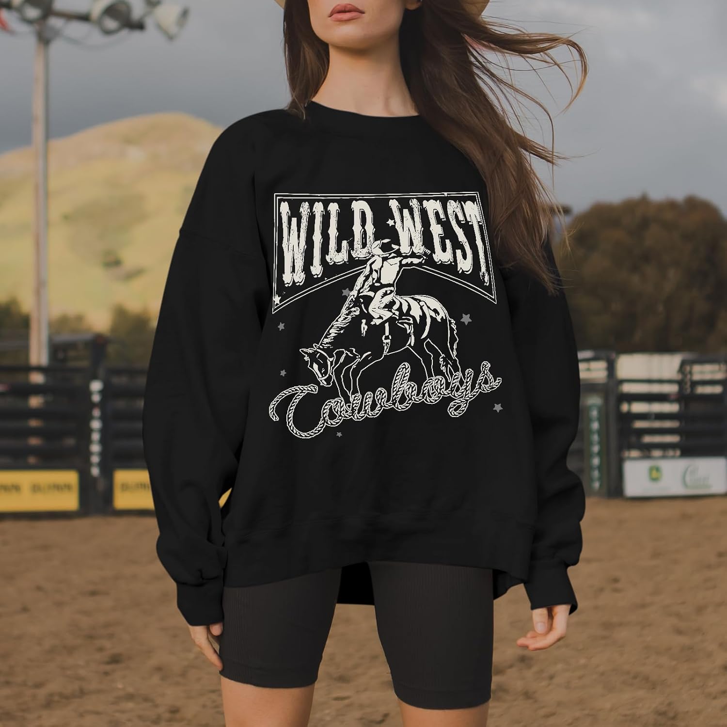 Western Sweatshirts For Women Oversized Cowgirl Pullover Graphic Country Sweatshirt Vintage Rodeo Long Sleeve Shirts - Image 6