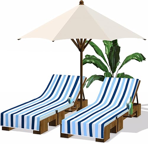 Miniatura 15 de Fumete Paquete de 2 Fundas para Sillas de Descanso 30 x 85 Pulgadas Toallas para Tumbonas de Piscina de Microfibra Toalla de Silla de Playa Portátil