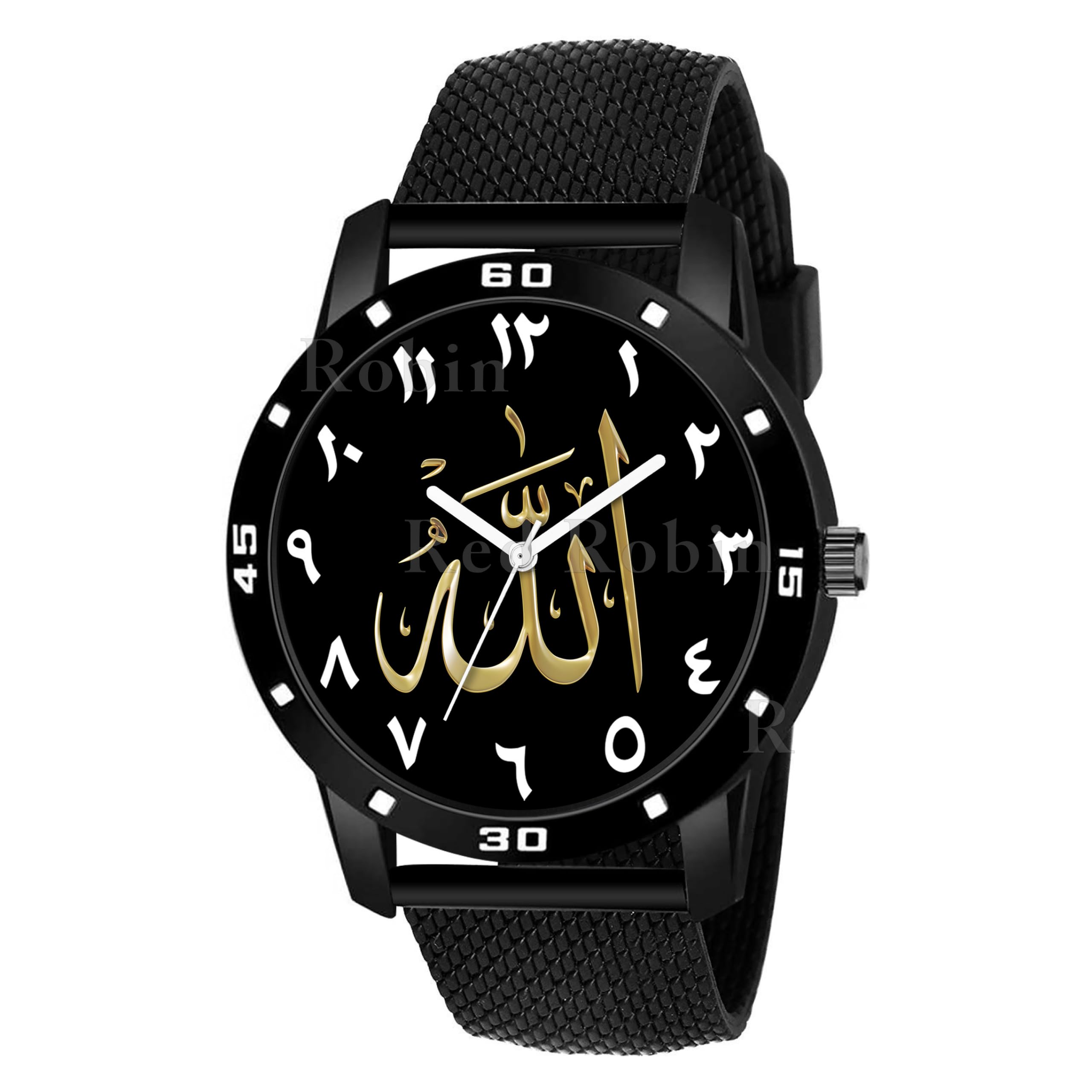 Talgo Analog Allah Design Black Dial Stylish Black Silicone Strap Wrist Watch for Muslim Men and Boys, Pack of 1 - Allah-AVO-BLK-SFR (B0CSWTM6G4) Amazon Price History, Amazon Price Tracker