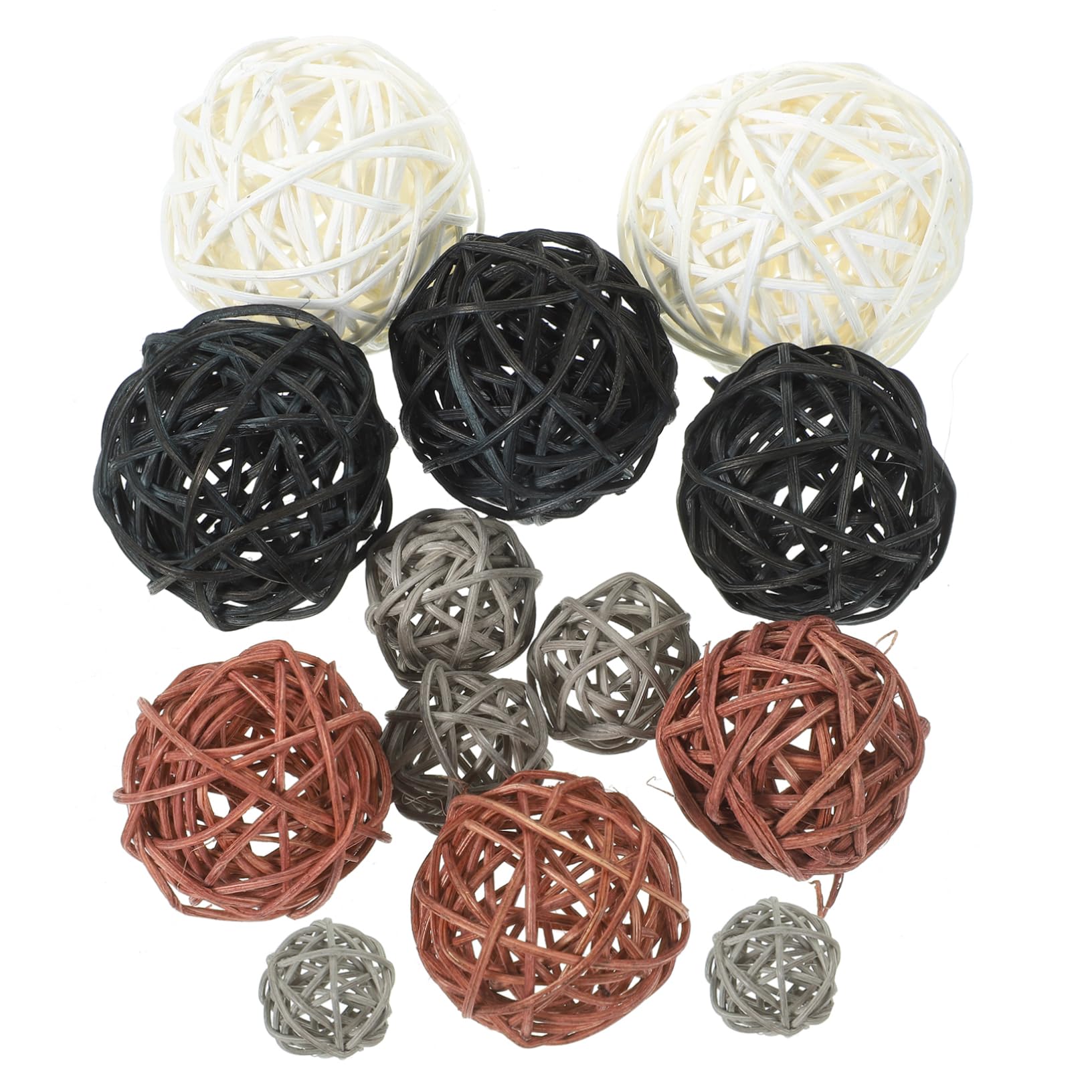 Cabilock 144 Piezas Decoración de Bolas de Mimbre Takraw batería de Luces de Hadas Bolas de Musgo árbol Juguetes para Mascotas Colgante de Bolas de ratán Manualidades Creativas Rota
