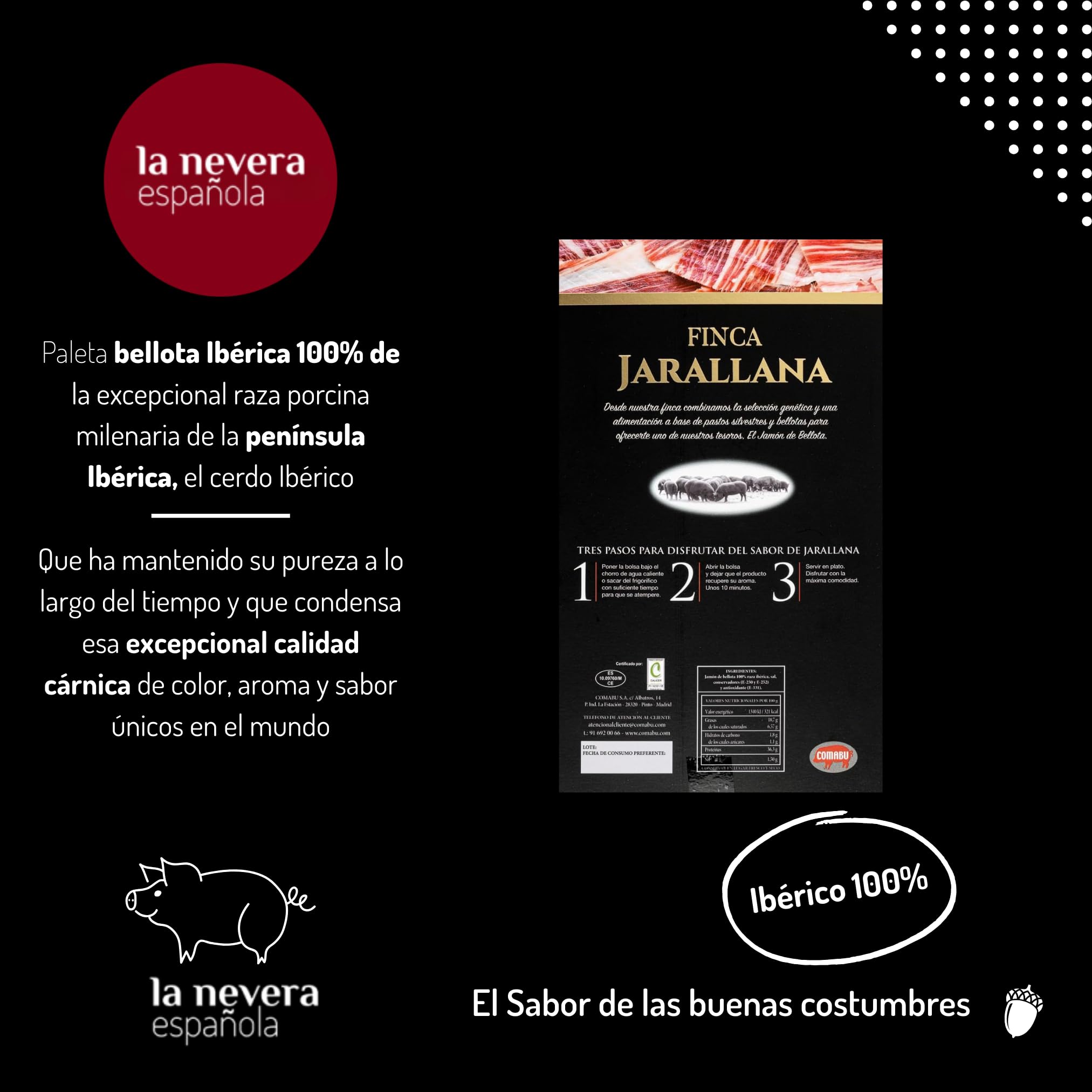 Jamón Ibérico Affettato La Nevera Española - Buste sottovuoto. (Spalla di Bellota Ibérica 100%)
