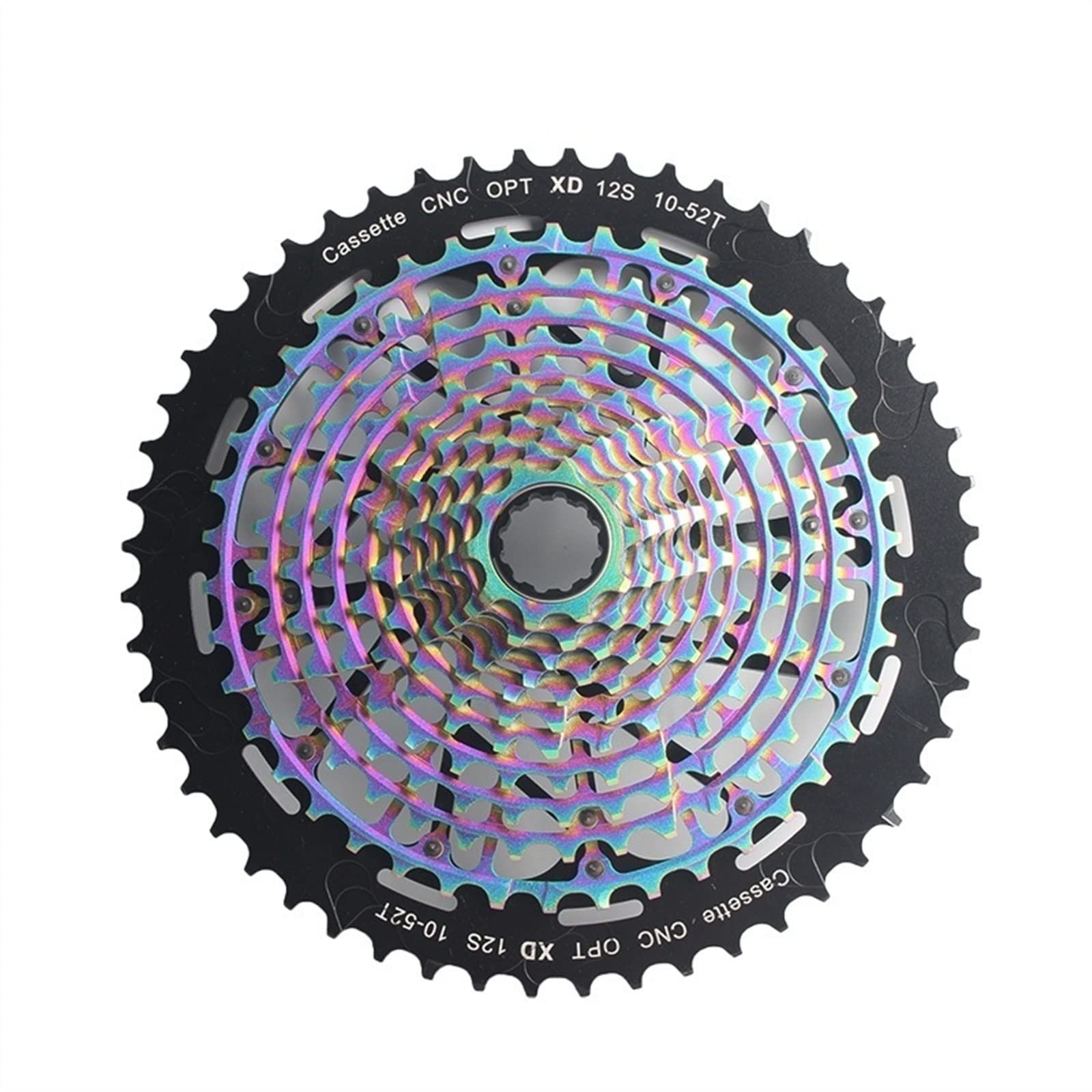 Cassette VTT 12S 10-52T compatible corps de roue libre XD arc-en-ciel