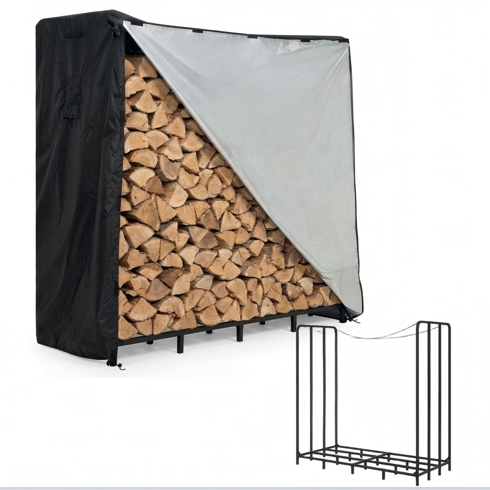 Garvee Heavy Duty Firewood Rack 6ft Log Store with Waterproof Cover