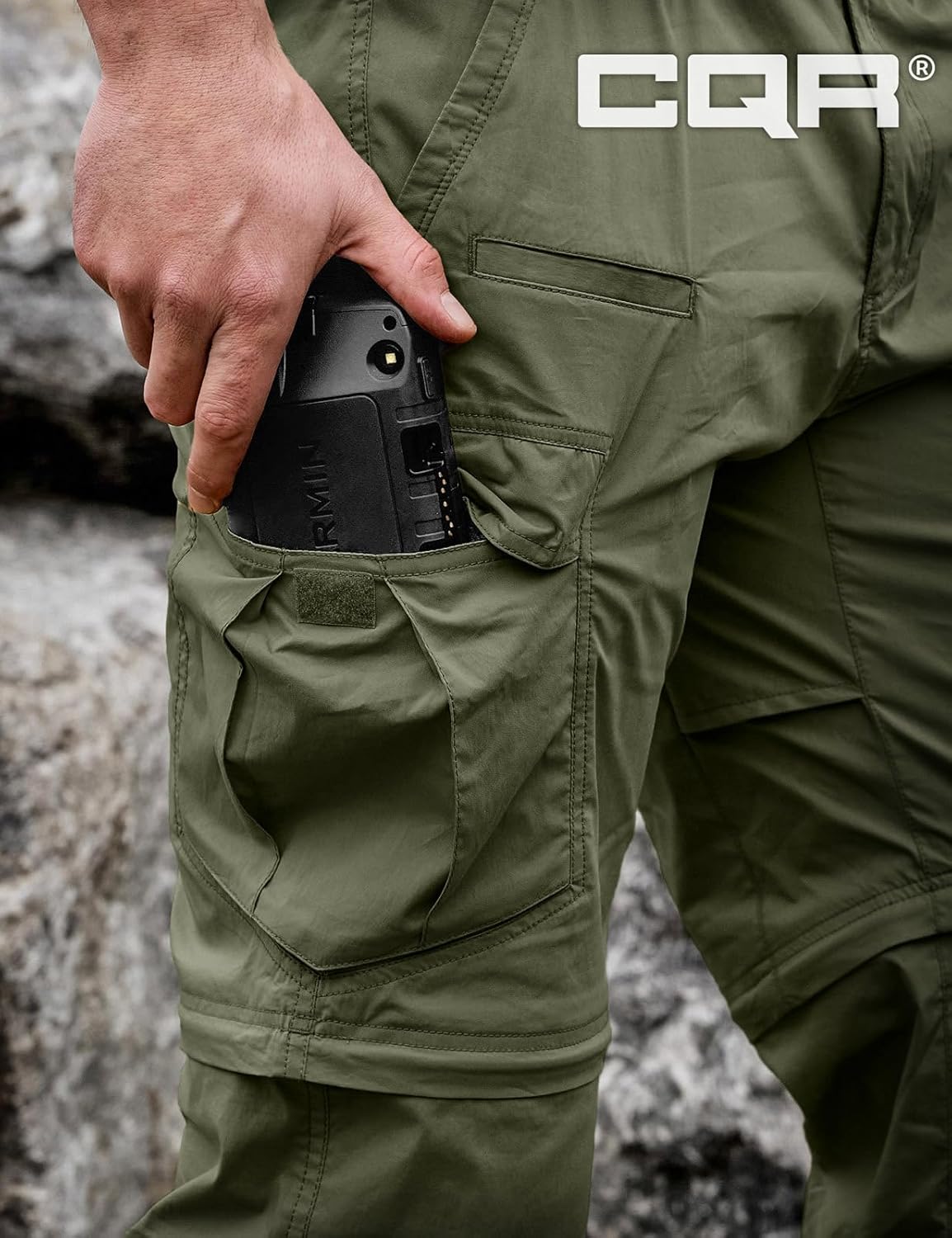 CQR Men's Convertible Cargo Tactical Pants, Water Resistant Outdoor Hiking Pants, Zip Off Lightweight Stretch Work Pants - Image 9