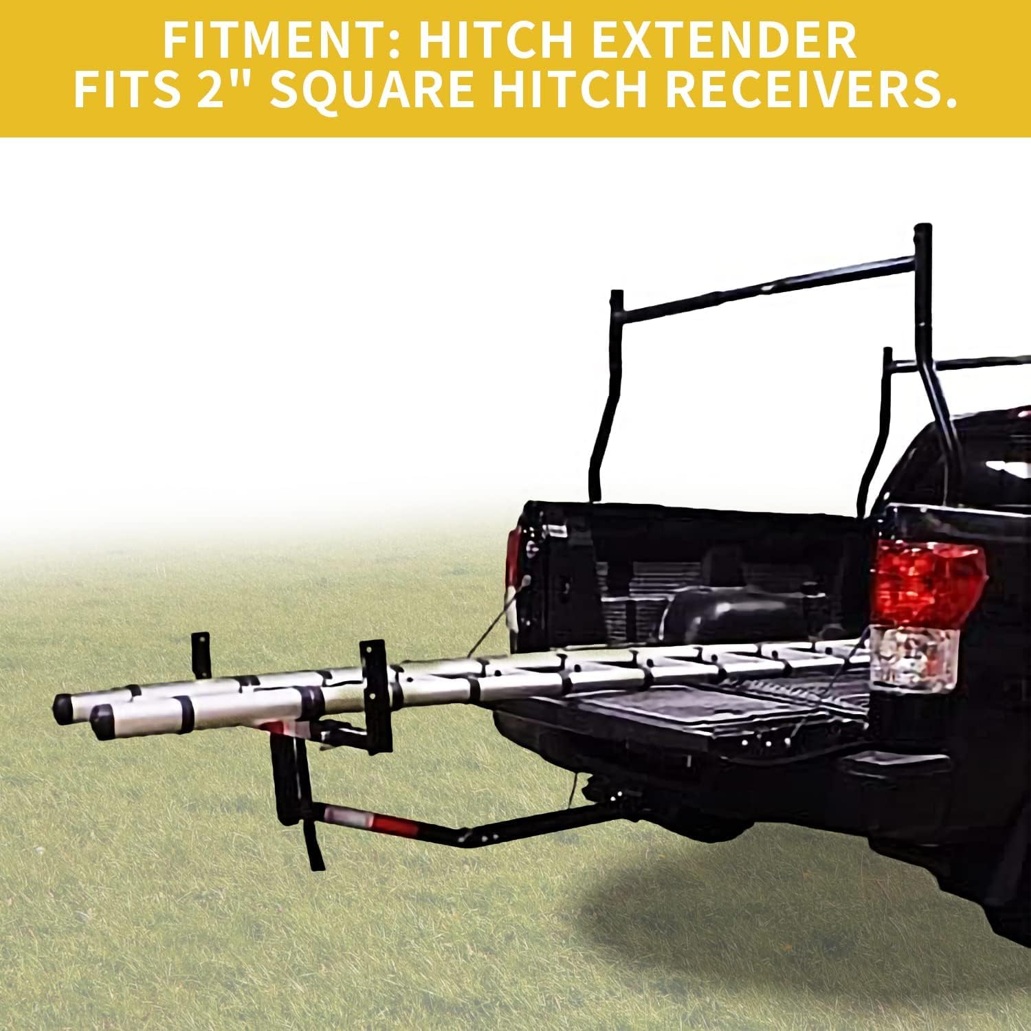 7BLACKSMITH Adjustable Steel Pick Up Truck Bed Hitch Extender Extension Rack for Boat Lumber Long Loads Canoe Ladder