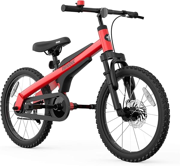 Segway Ninebot 18" Kids Bike Ages 5-10, w/Aerospace Aluminum Frame, Enclosed Chain, Shock Absorbing Suspension, Disc Brakes and Kickstand - Red & Blue