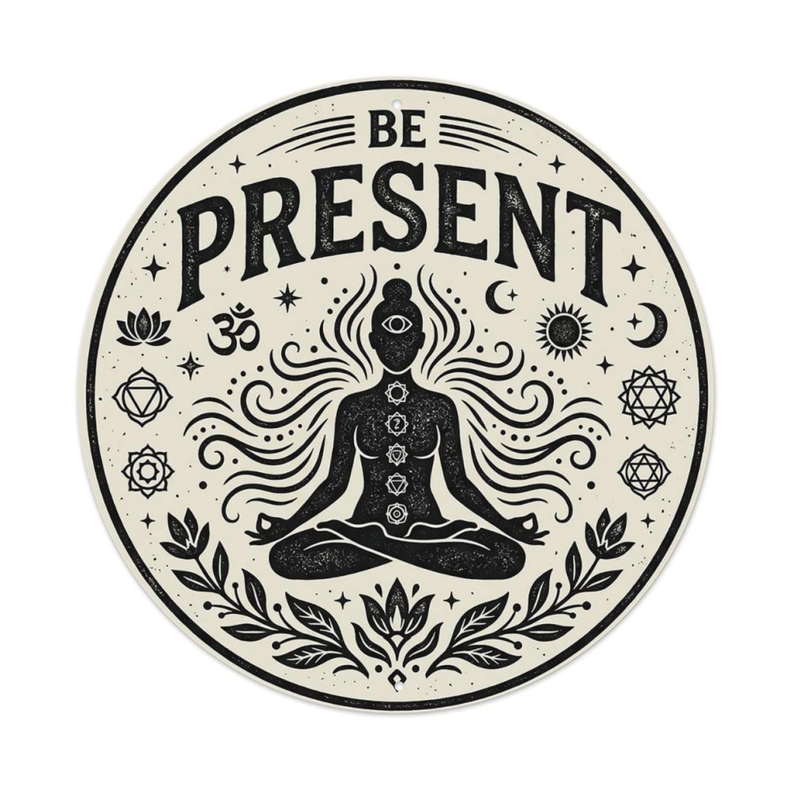 Zen Flower Meditation Den Present Metal Tin Sign
