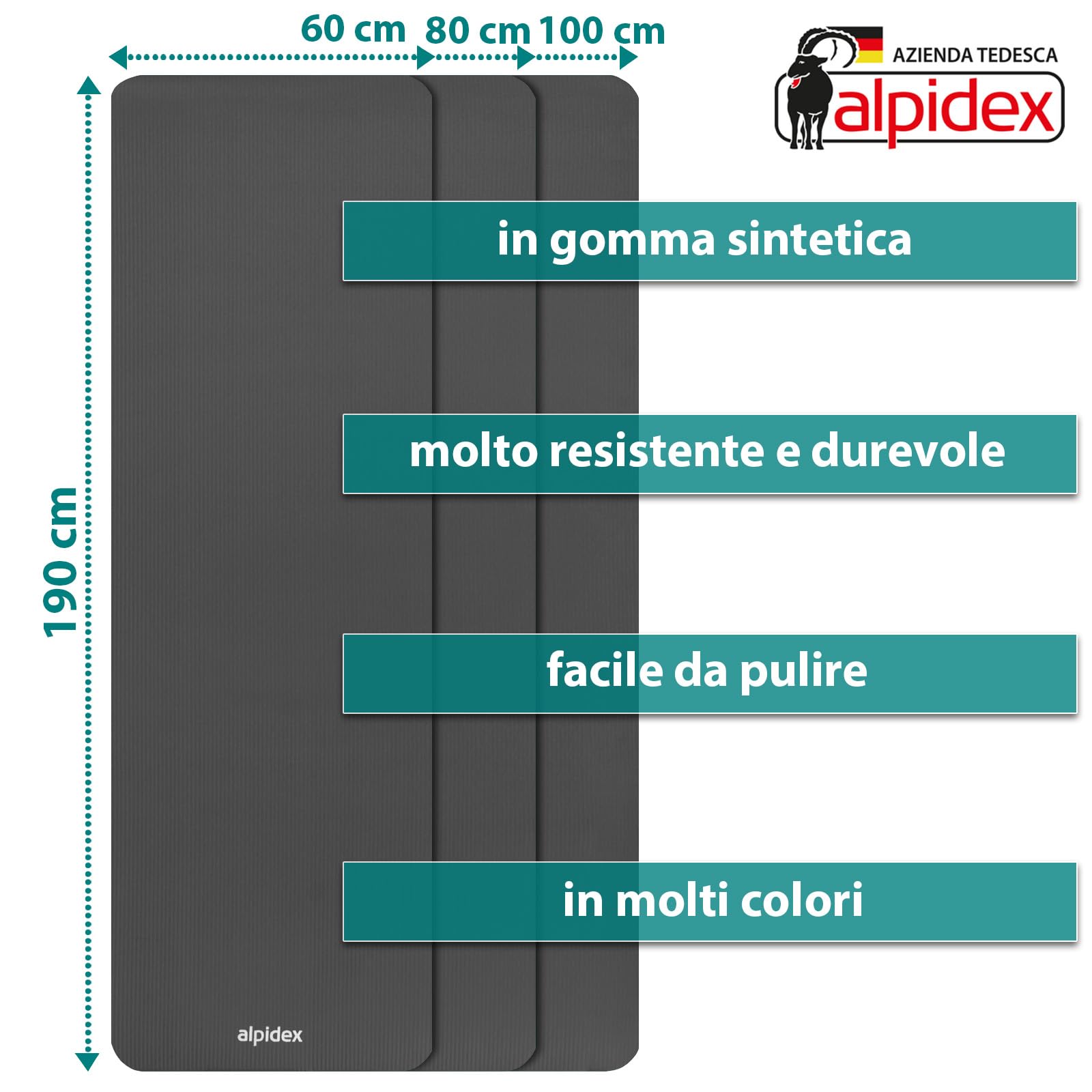 ALPIDEX Tappetino Yoga Extra Spesso 1,5cm Tappeto Fitness NBR 3 Larghezze E-Book Antiscivolo Cinghia Trasporto Aerobica Palestra Ginnastica Pilates Allenamento Casa